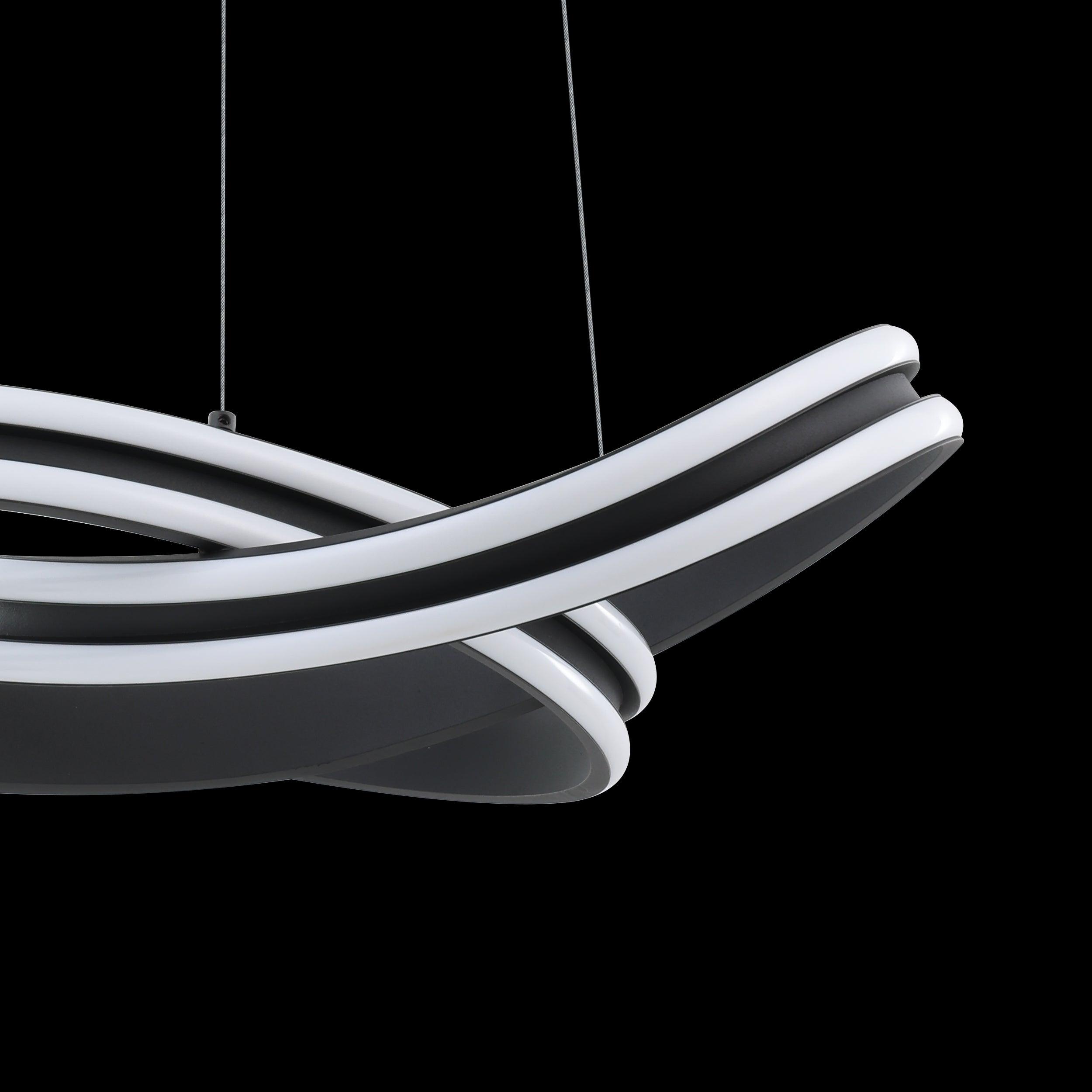 eglo corredera led modern black curved ceiling pendant living room close up