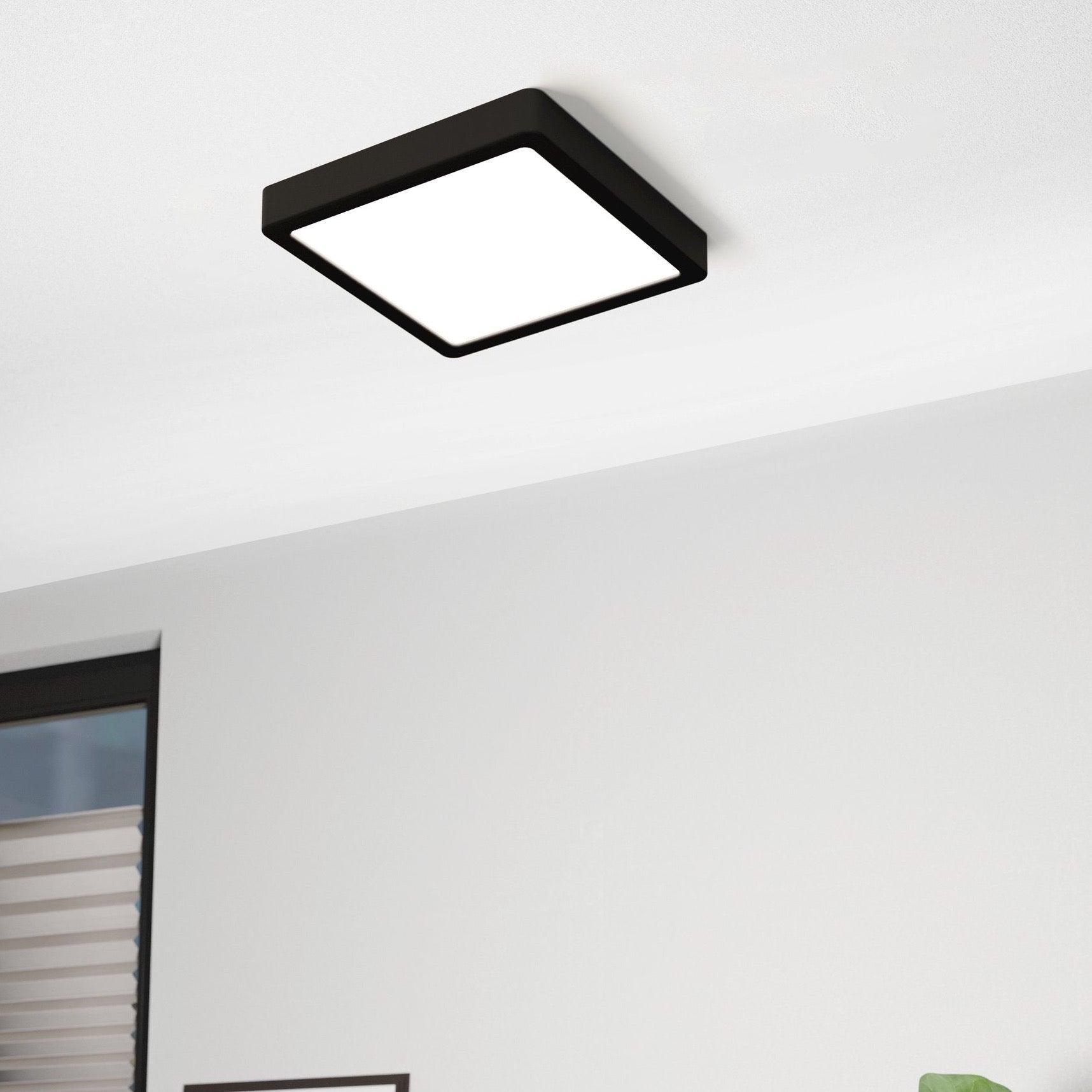 eglo fueva 5 led black square cool white flush 21cm living room image