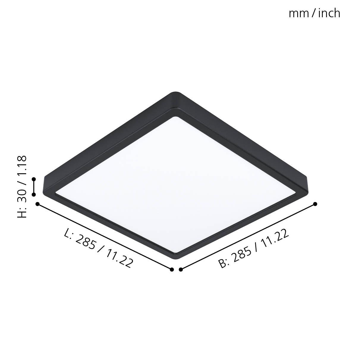 eglo fueva 5 led black square cool white flush 28 5cm kitchen lighting