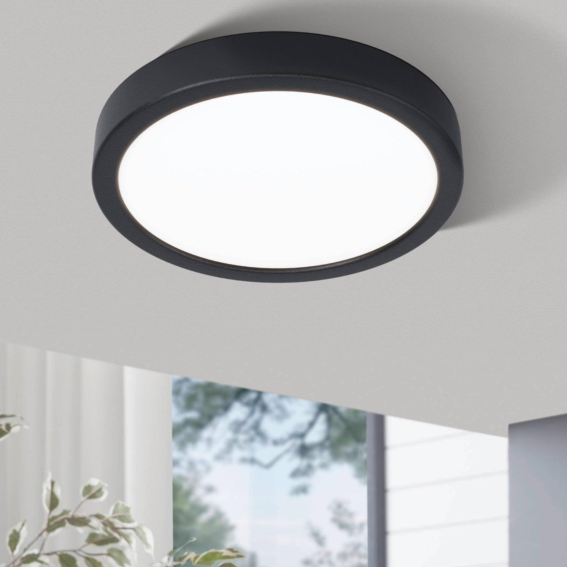 eglo fueva 5 led dimmable black ceiling flush 21cm