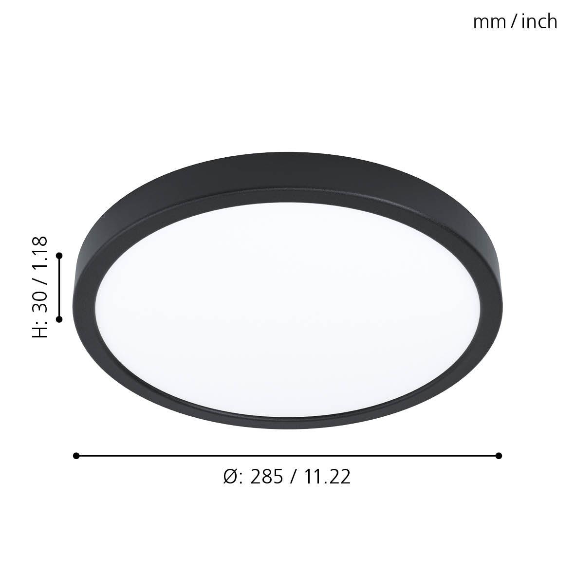 eglo fueva 5 led dimmable black ceiling flush 28 5cm kitchen lighting
