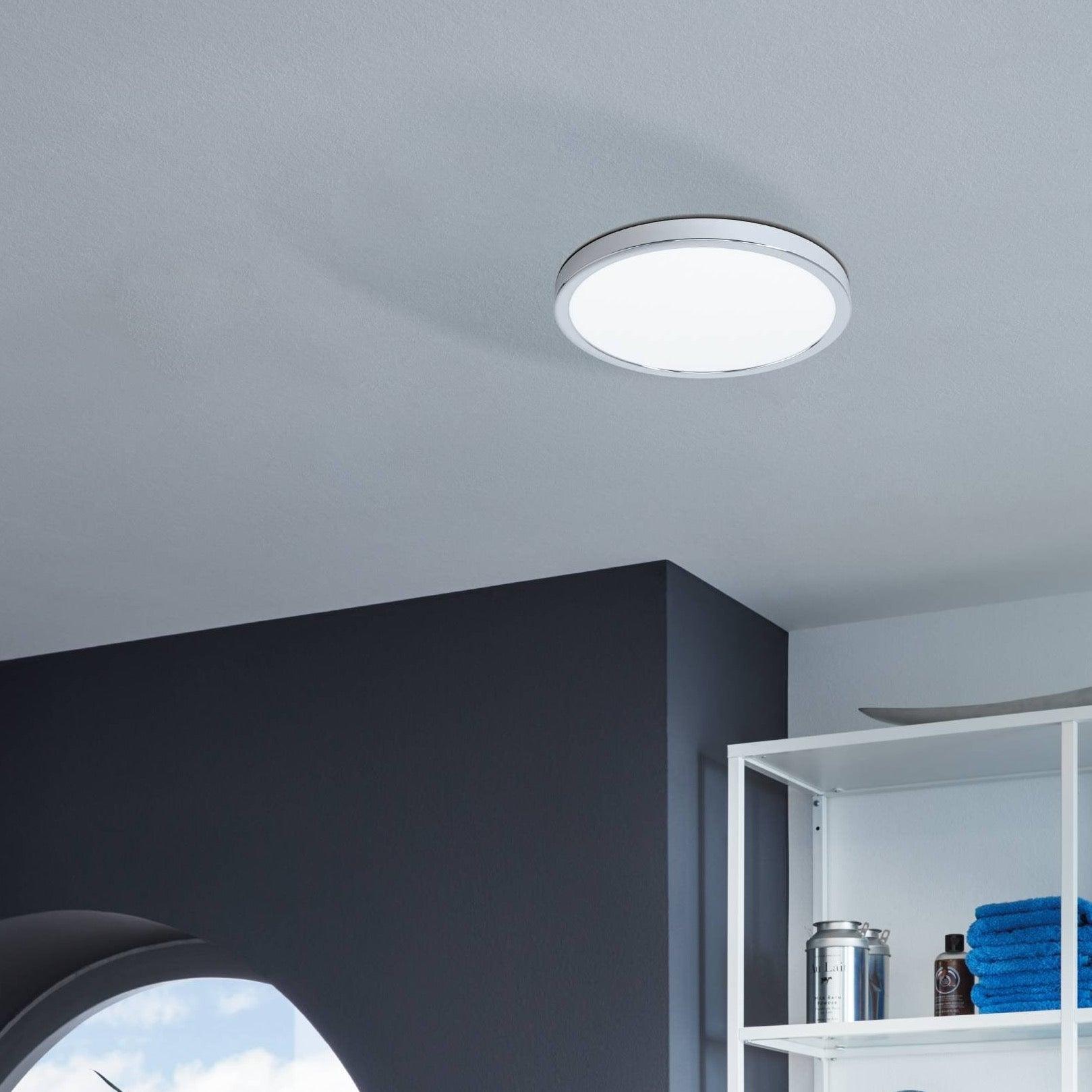 eglo fueva 5 led round chrome bathroom flush ip44