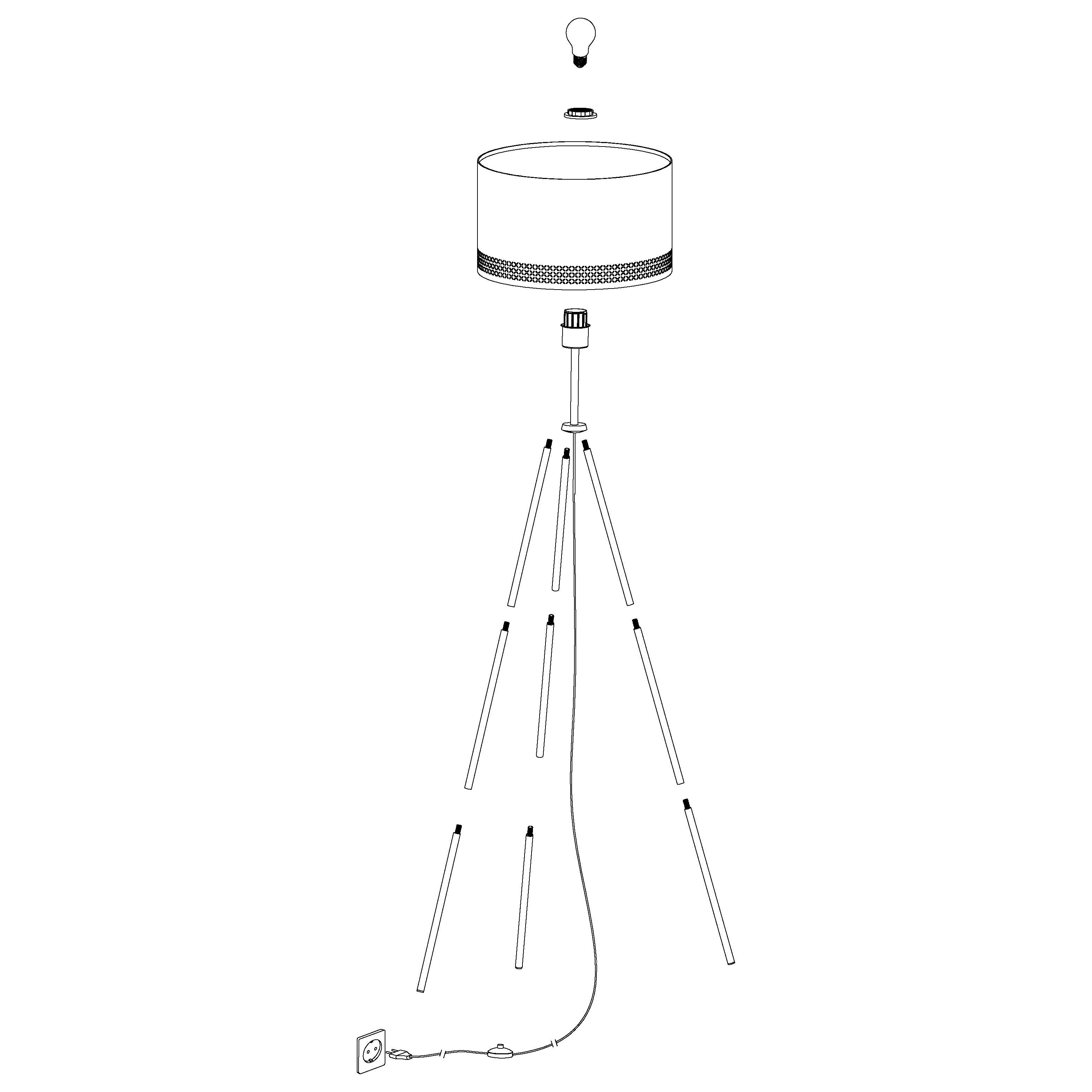 eglo esteperra black tripod floor lamp with black gold shade Kitchen Lighting Close Up