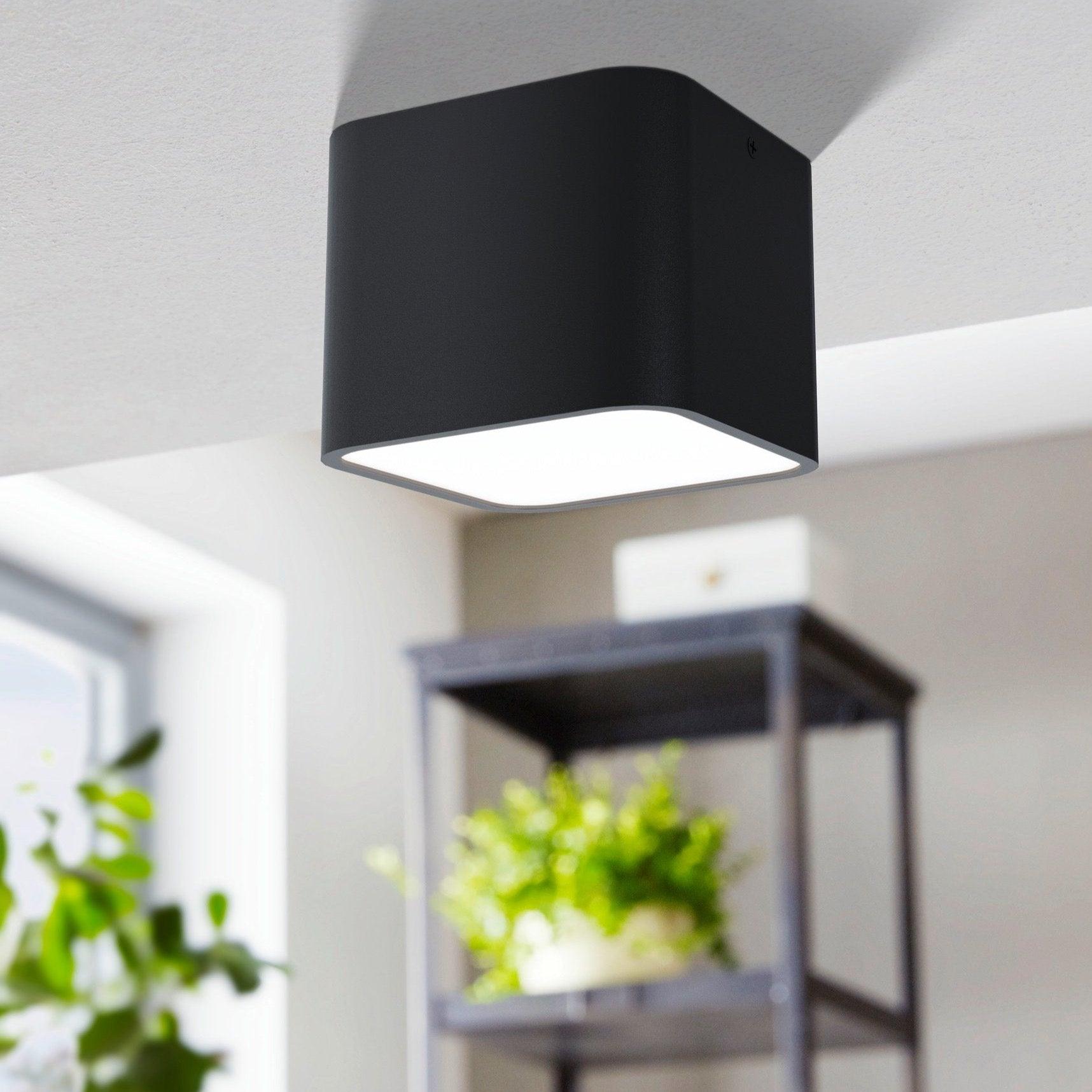 eglo grimasola black square flush ceiling light