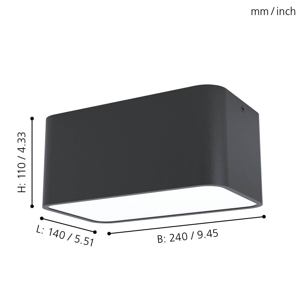 eglo grimasola black rectangular flush ceiling light living room image