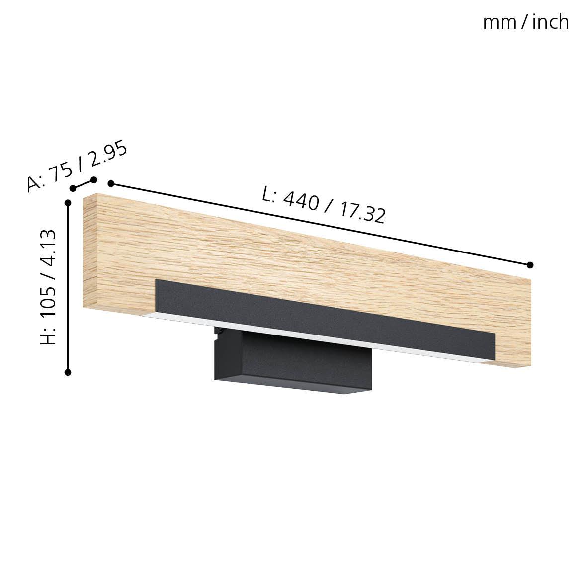 eglo camacho led wood black metal wall light kitchen lighting