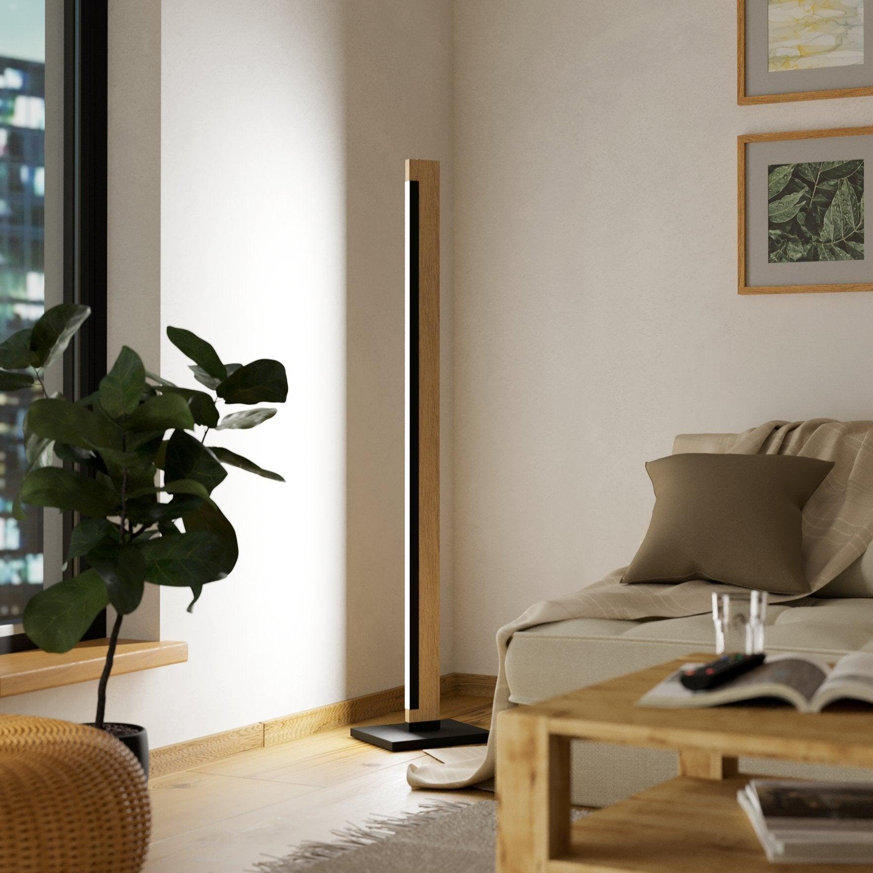eglo camacho led black woodentouch floor lamp