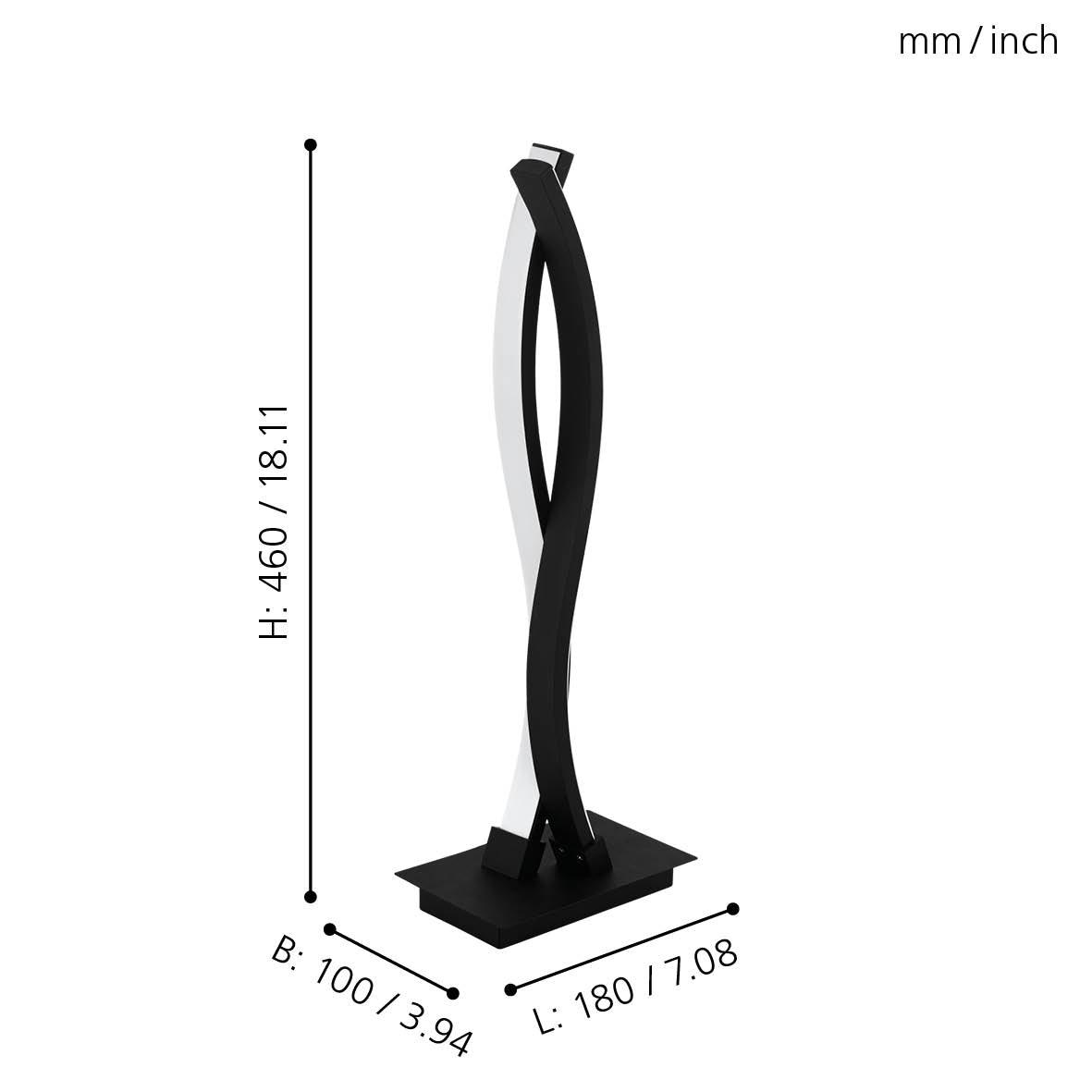 eglo lasana 3 black 2 light led table lamp hallway lighting