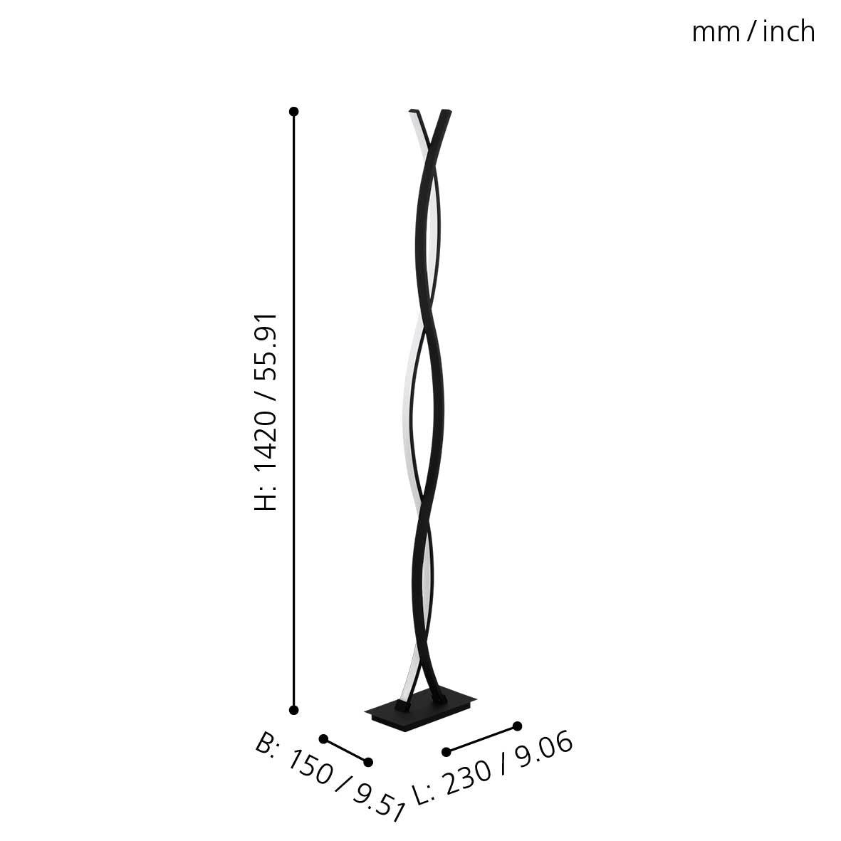 eglo lasana 3 led modern two light black floor lamp Kitchen Lighting Close Up
