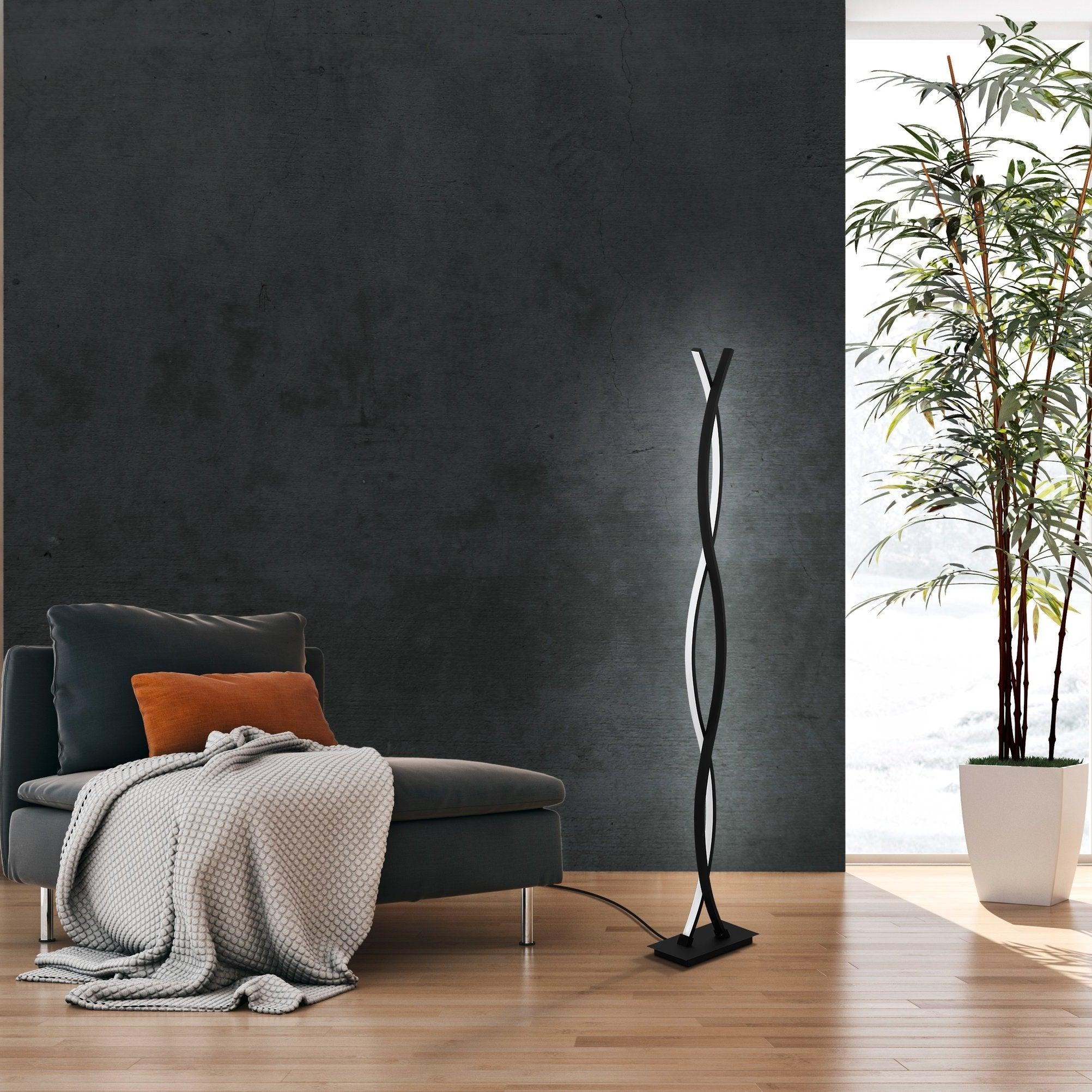 eglo lasana 3 led modern two light black floor lamp