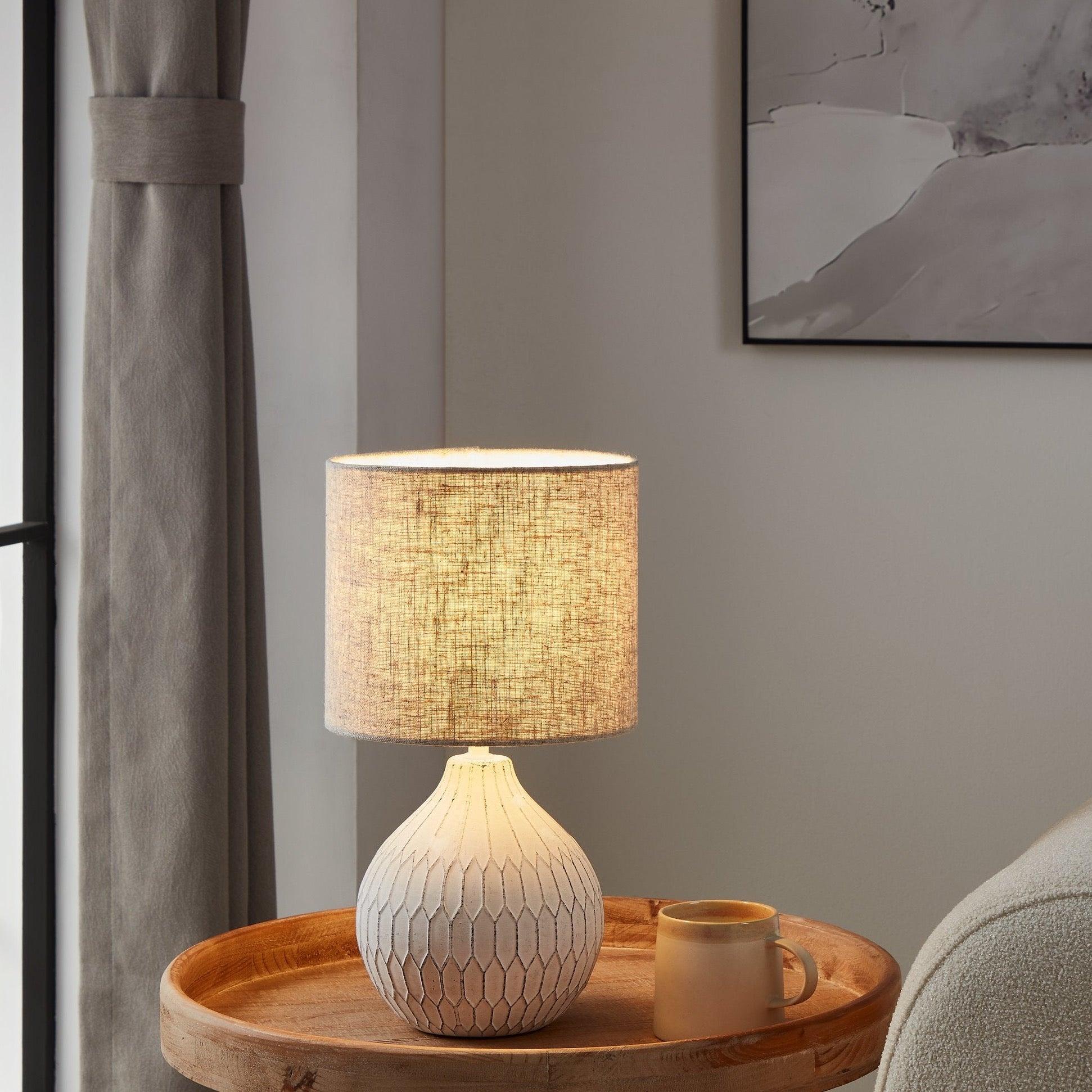 eglo bellariva 3 white boho table lamp fabric shade