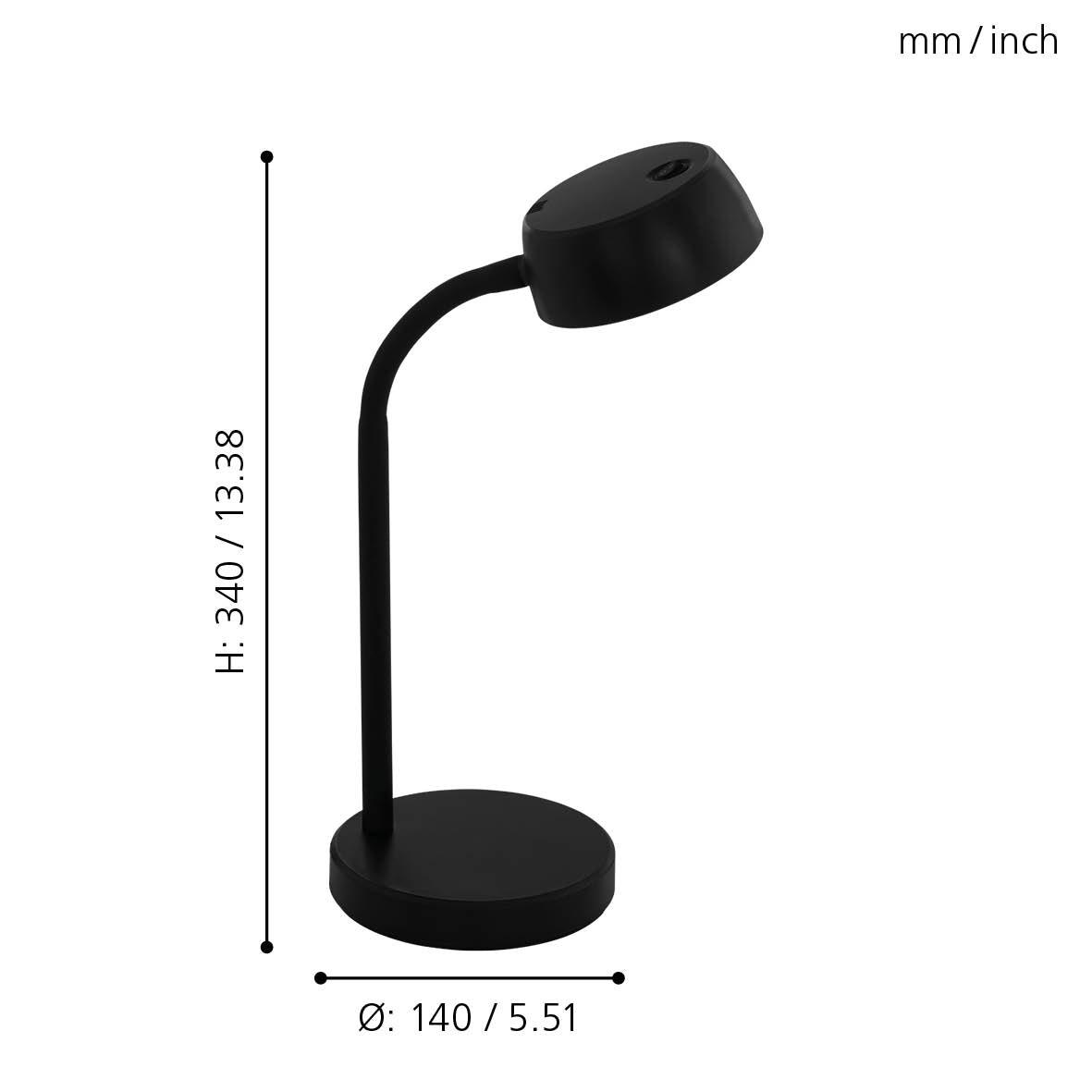 eglo cabales black led desk lamp living room close up