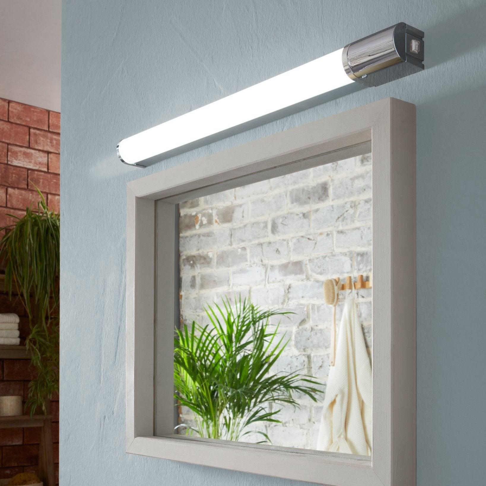 eglo tragacete 1 ip44 led chrome bathroom wall mirror 68cm living room image