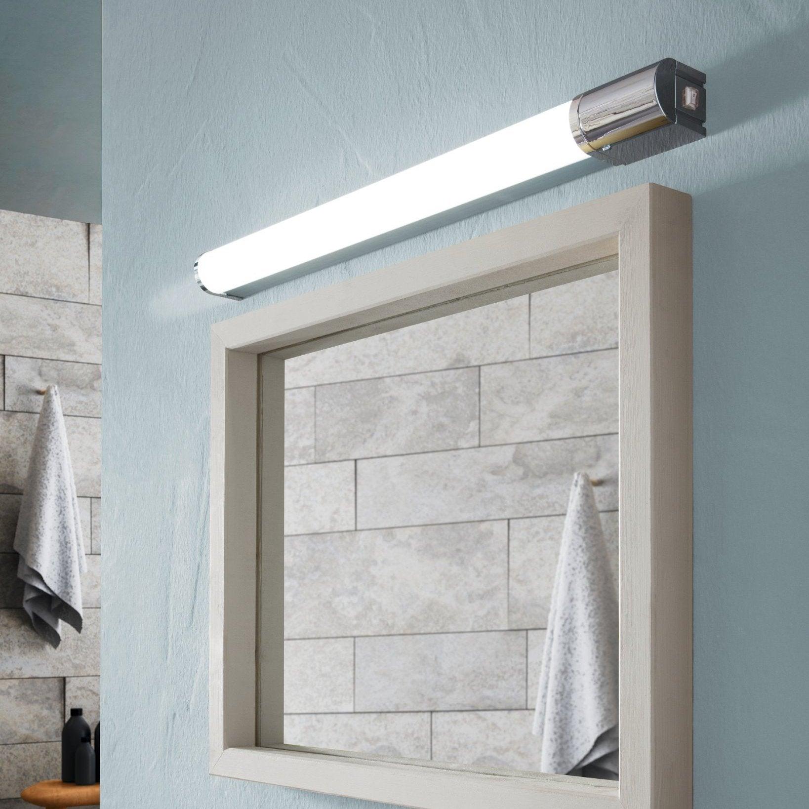 eglo tragacete 1 ip44 led chrome bathroom wall mirror 68cm living room close up