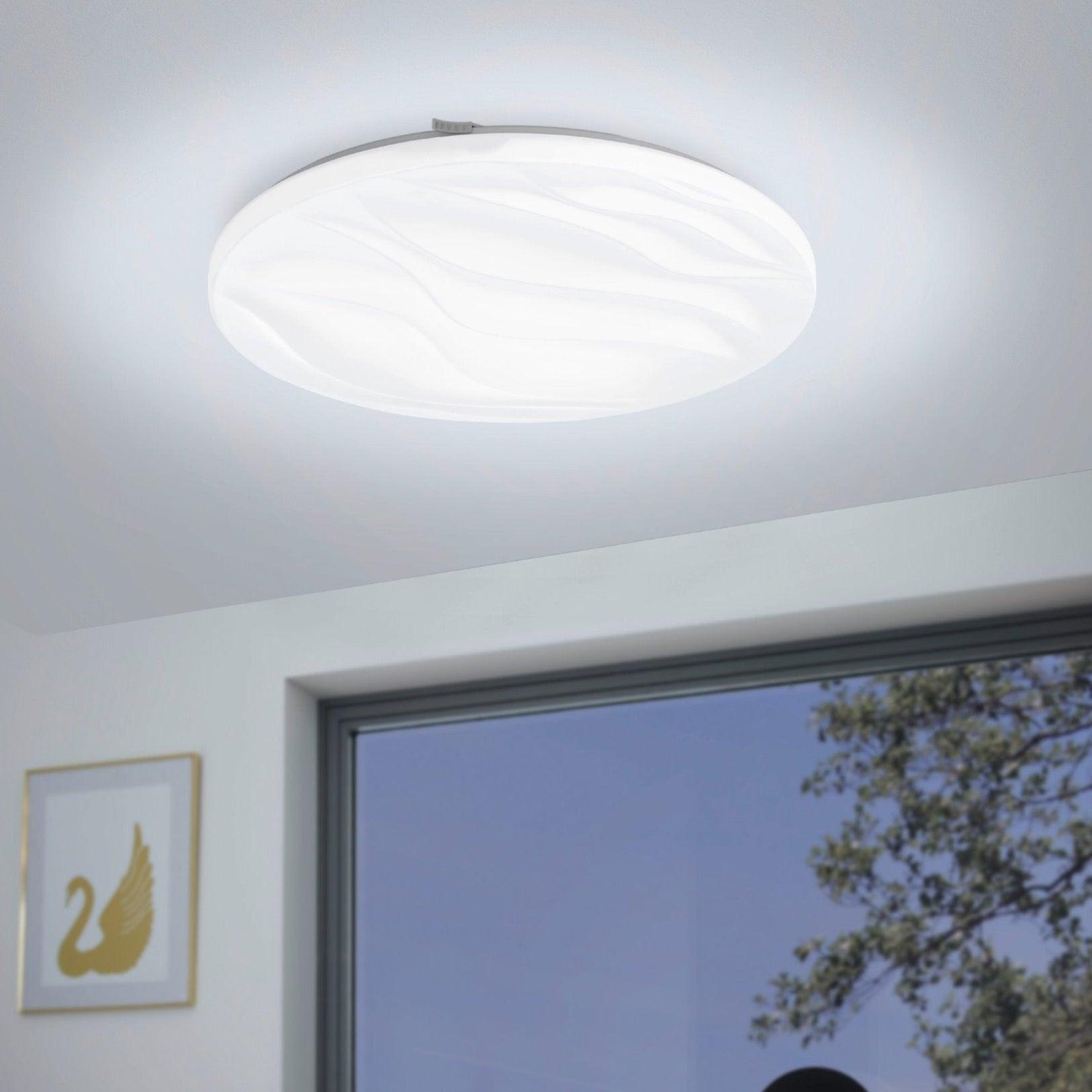 eglo benariba round white led flush ceiling light 44cm