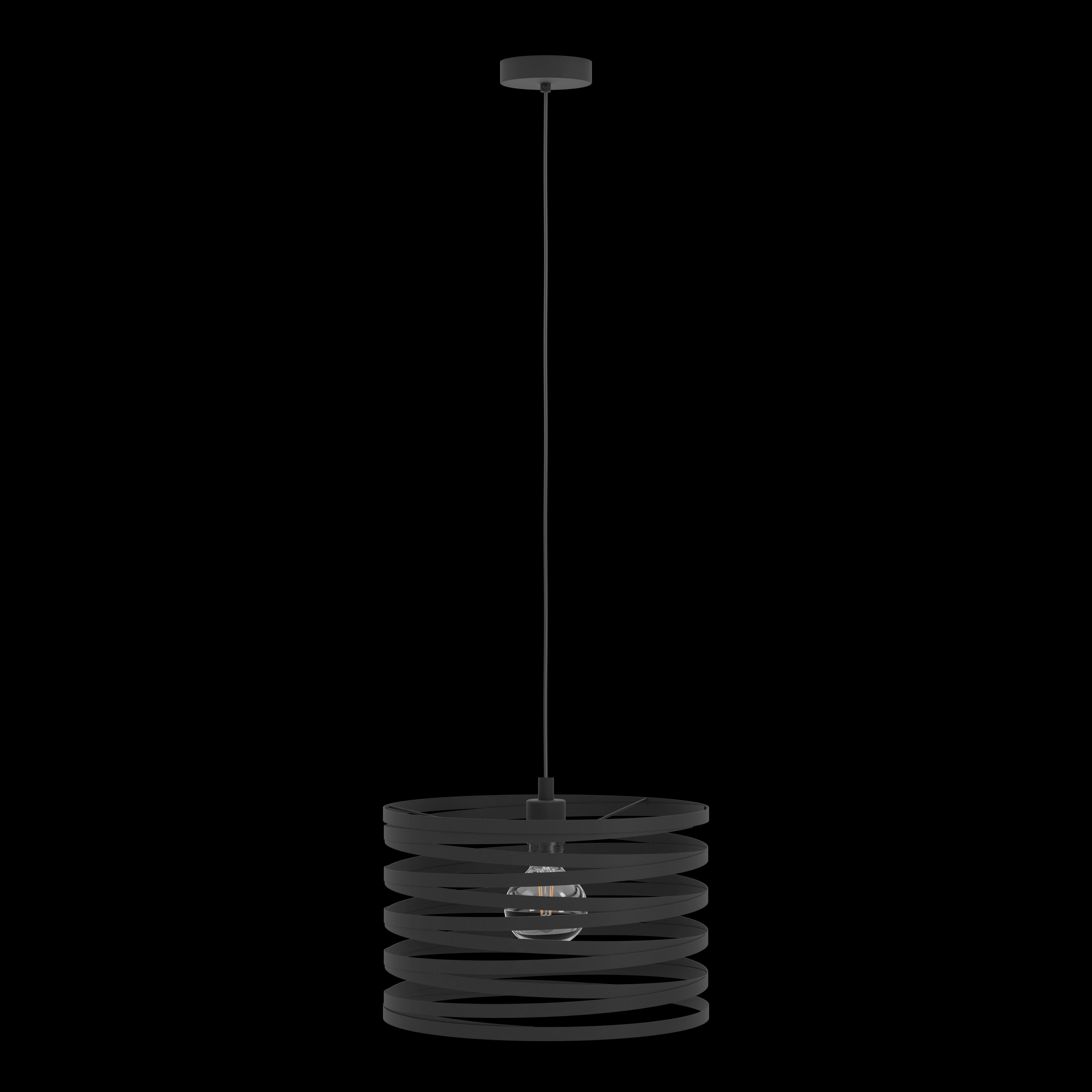 eglo cremella round black metal lampshade ceiling pendant 37cm living room image