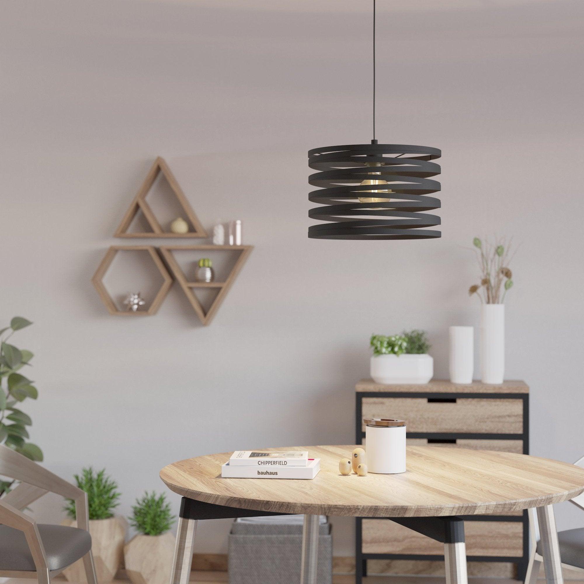 eglo cremella round black metal lampshade ceiling pendant 37cm