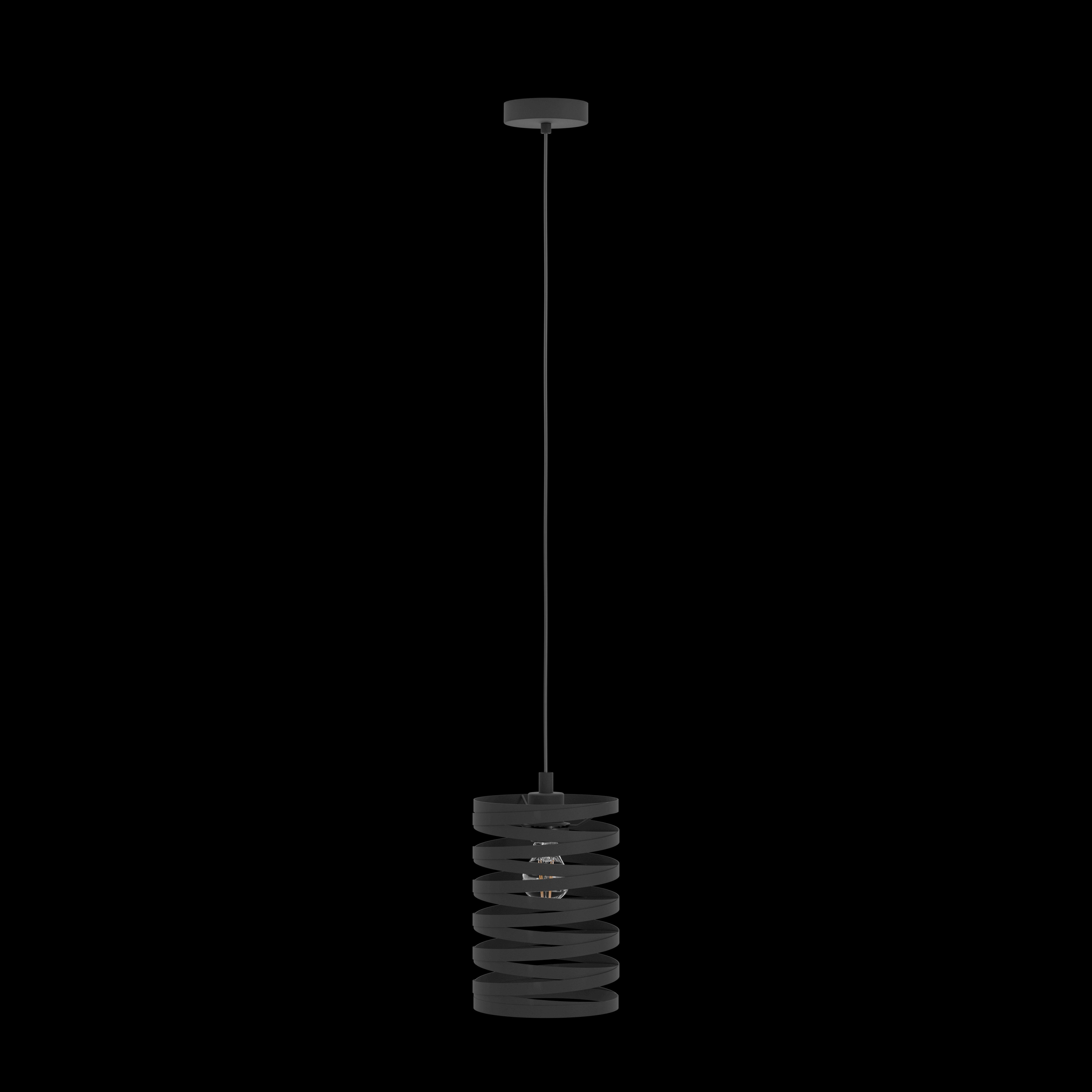 eglo cremella round spiral black metal lampshade pendant living room image