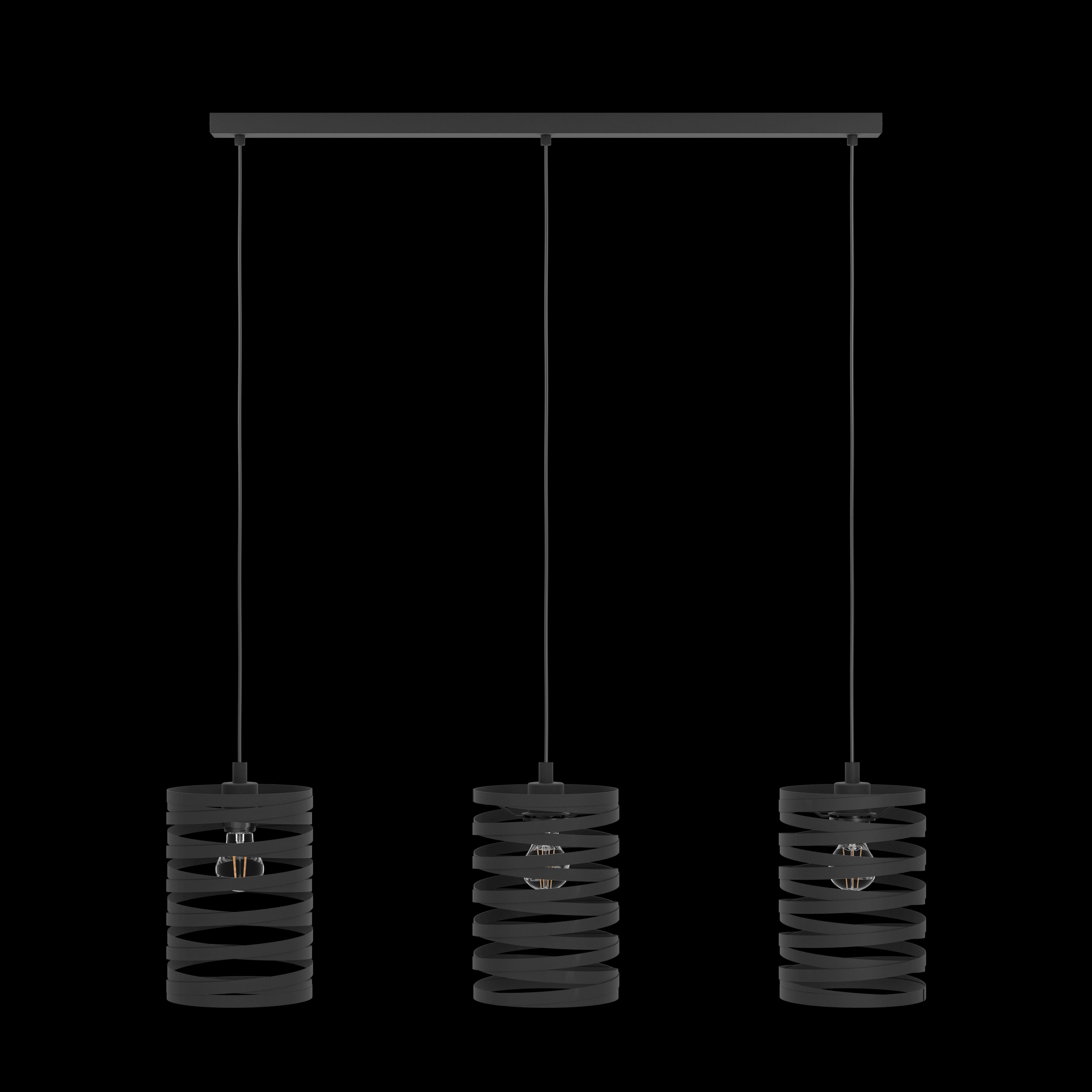 eglo cremella 3 light round spiral black metal pendant living room image