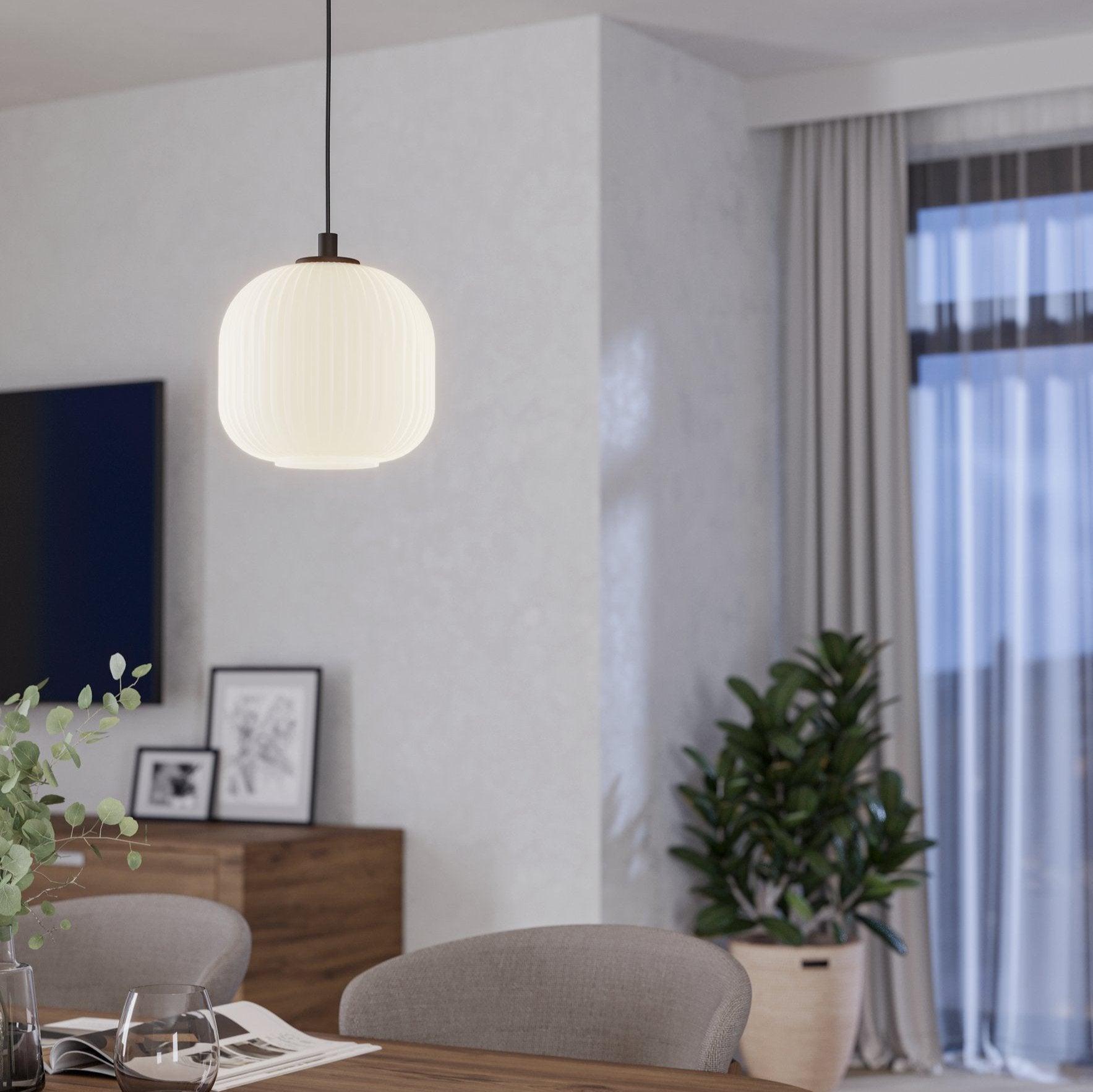eglo mantunalle white ribbed glass shade ceiling pendant
