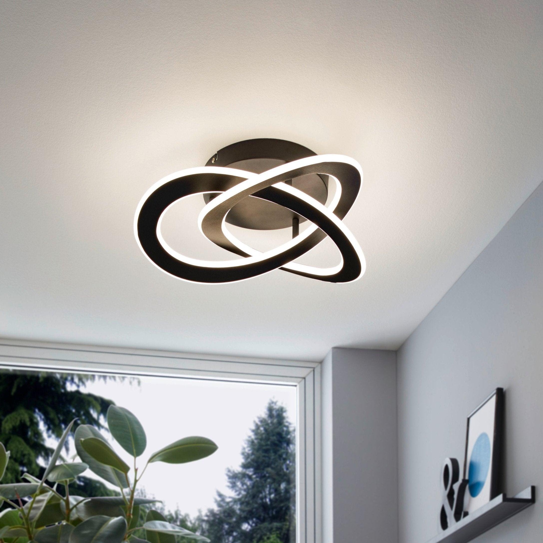 eglo rolimare modern led black flush ceiling light living room image
