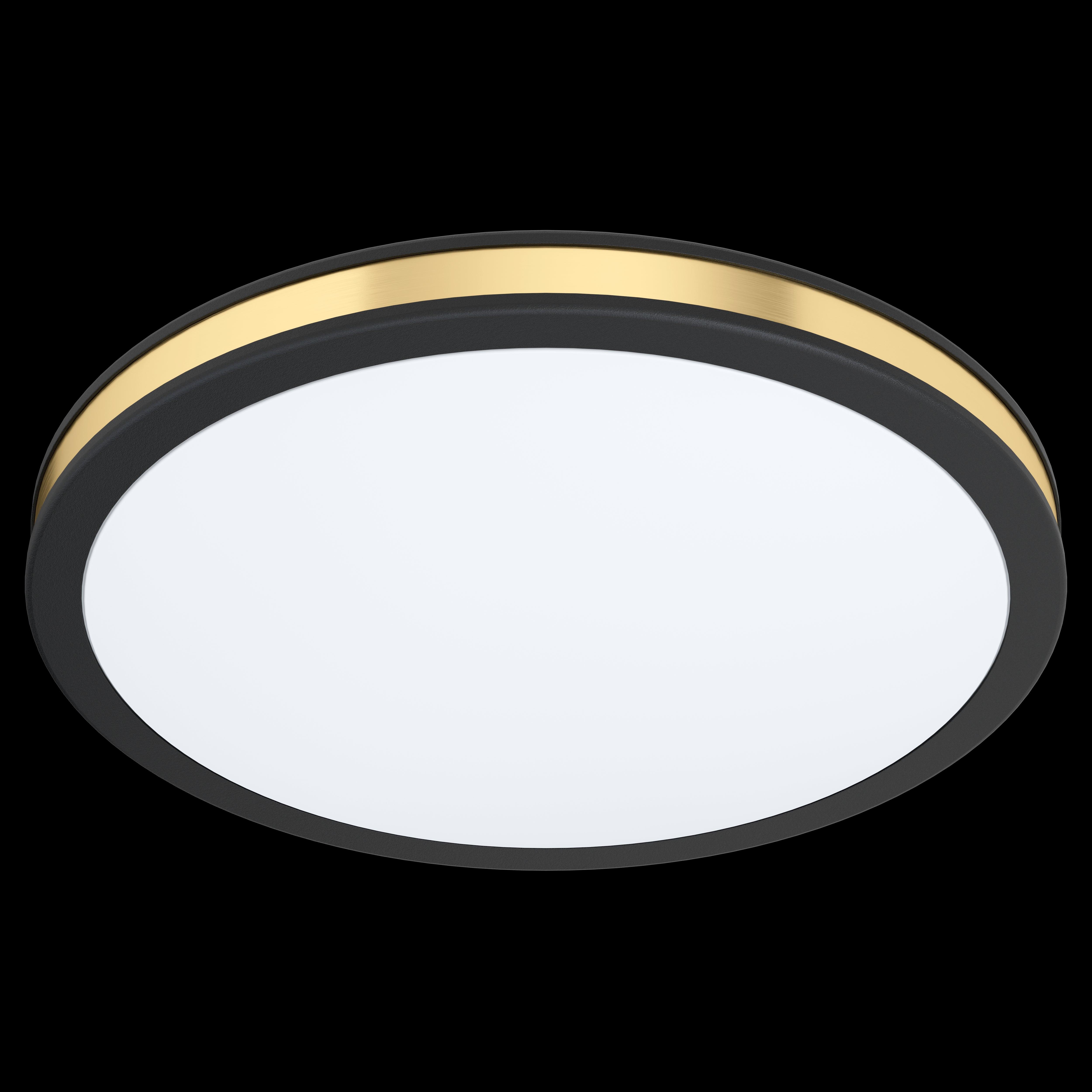 eglo pescaito black gold round led ceiling flush 28cm living room image