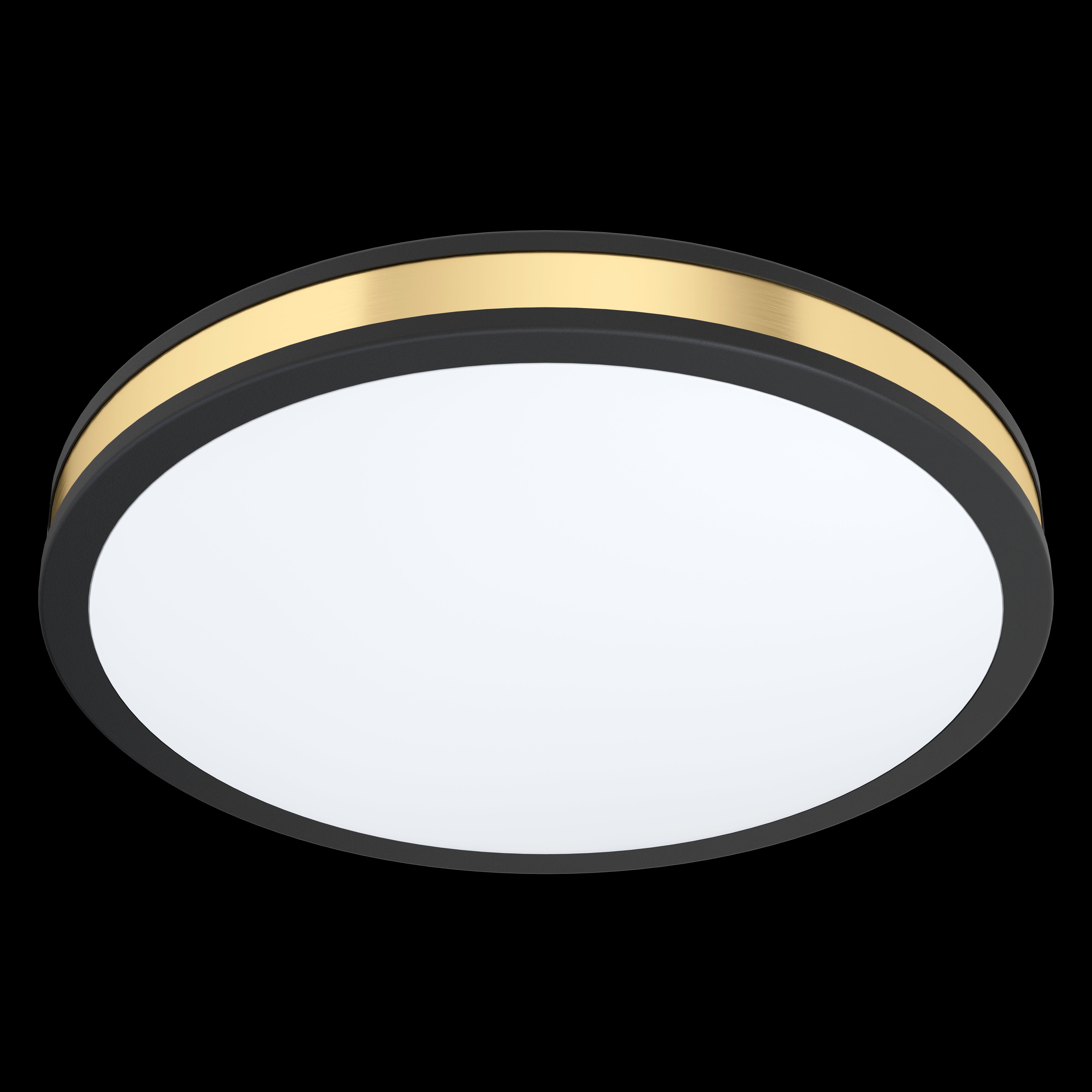 eglo pescaito black gold round led ceiling flush 38cm living room image
