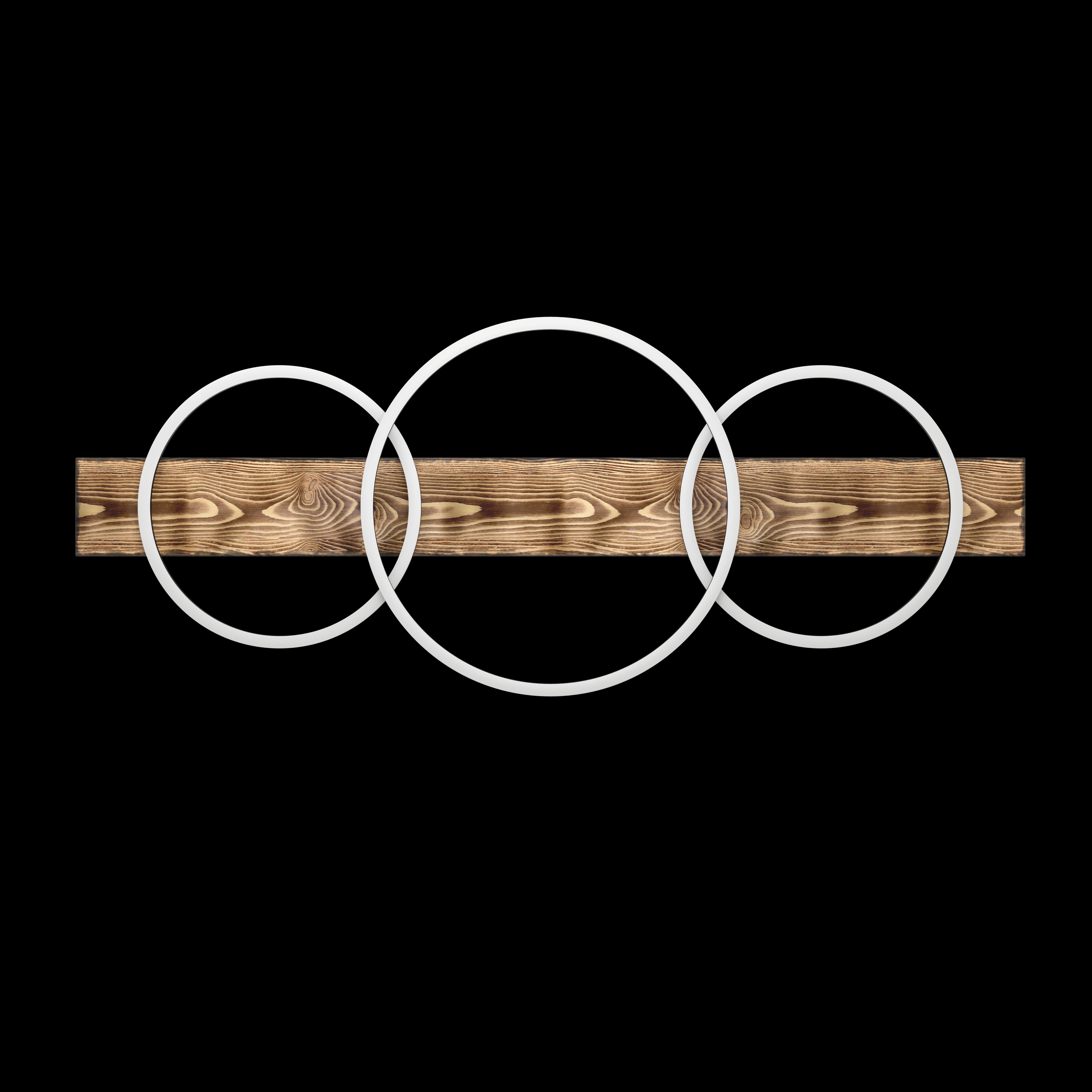 eglo boyal rustic wood 3 circular led flush ceiling light living room close up