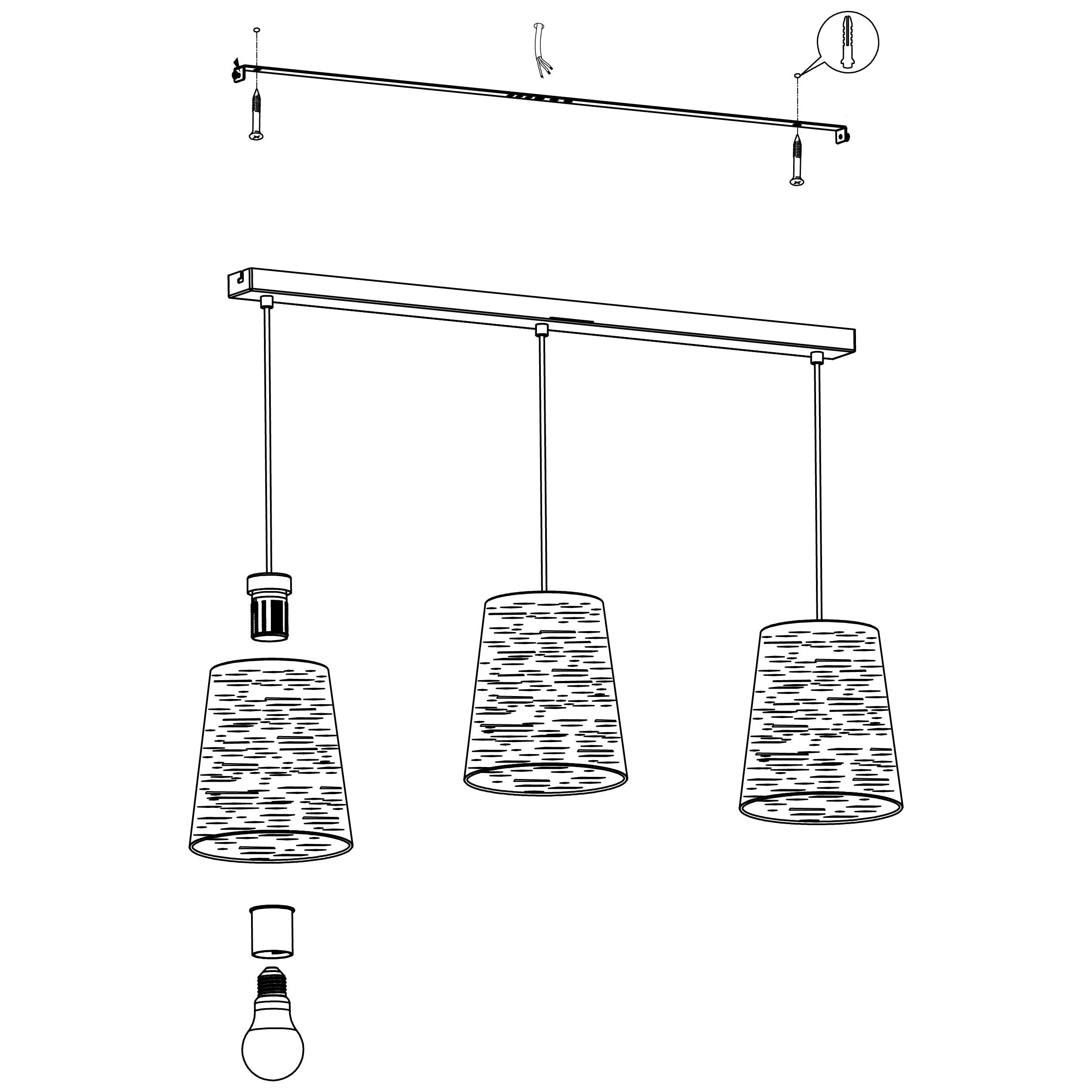 eglo segezia brown gold 3 light metal ceiling pendant Kitchen Lighting Close Up