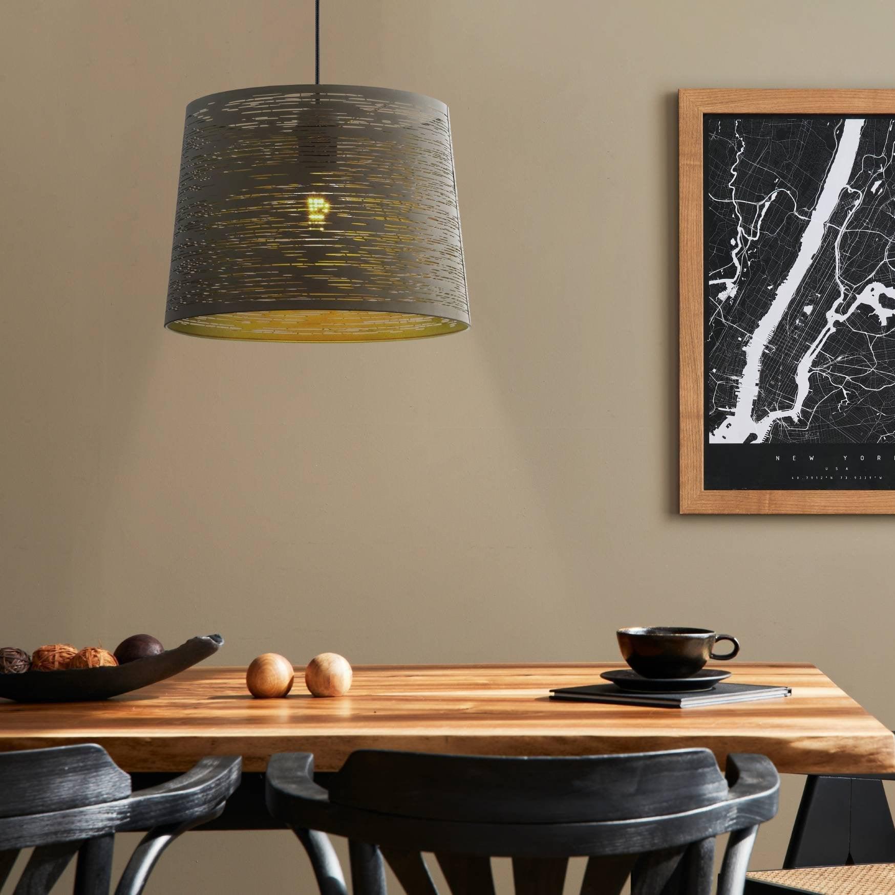 eglo segezia brown gold metal ceiling pendant 35cm living room close up