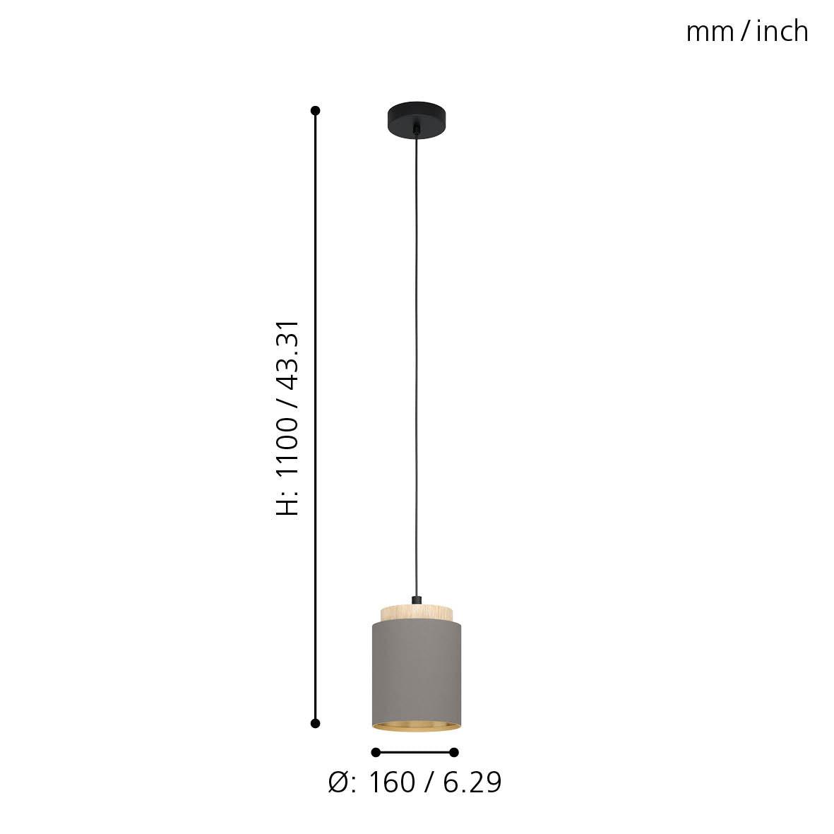 eglo albariza brown gold fabric ceiling pendant living room close up