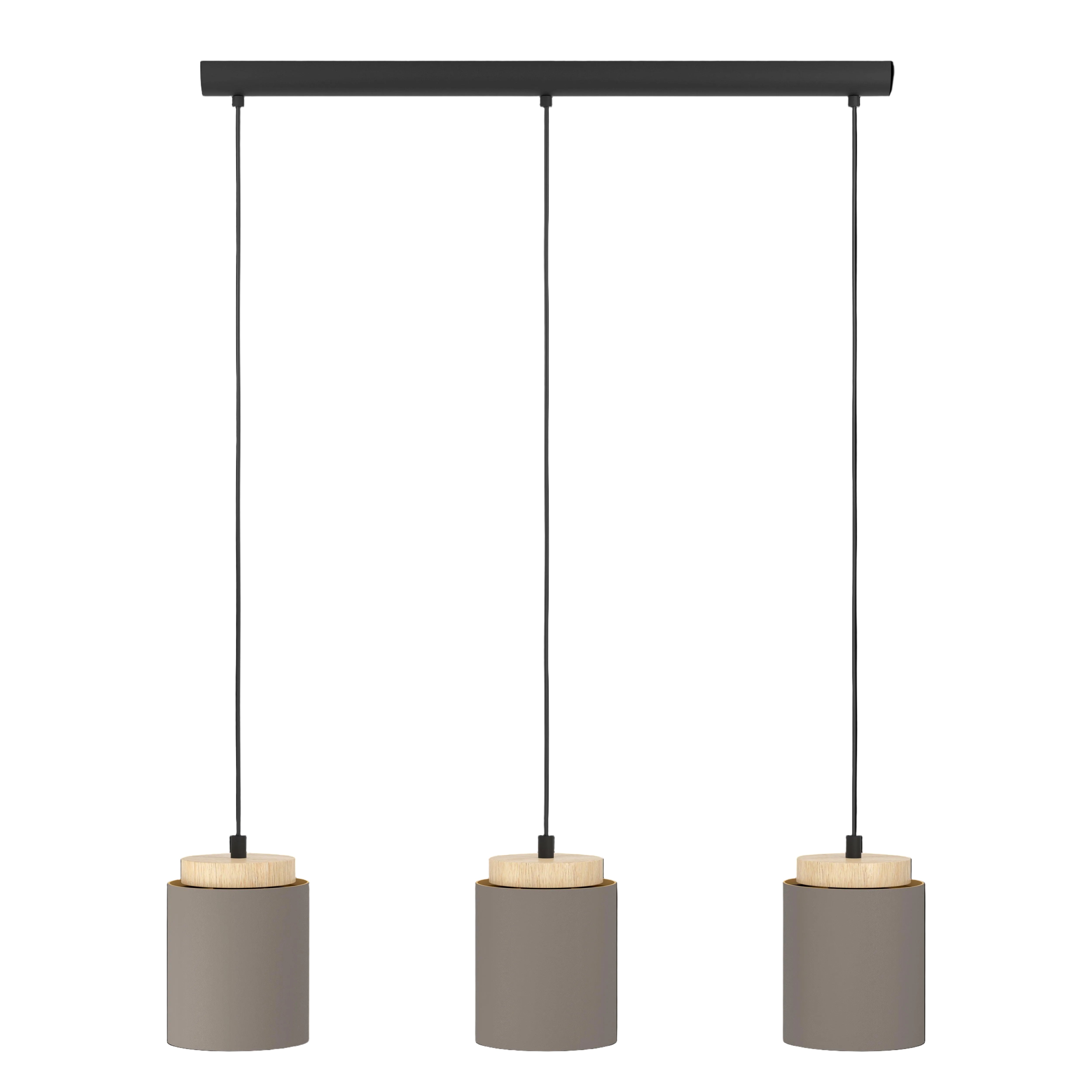eglo albariza brown gold fabric 3 light ceiling pendant