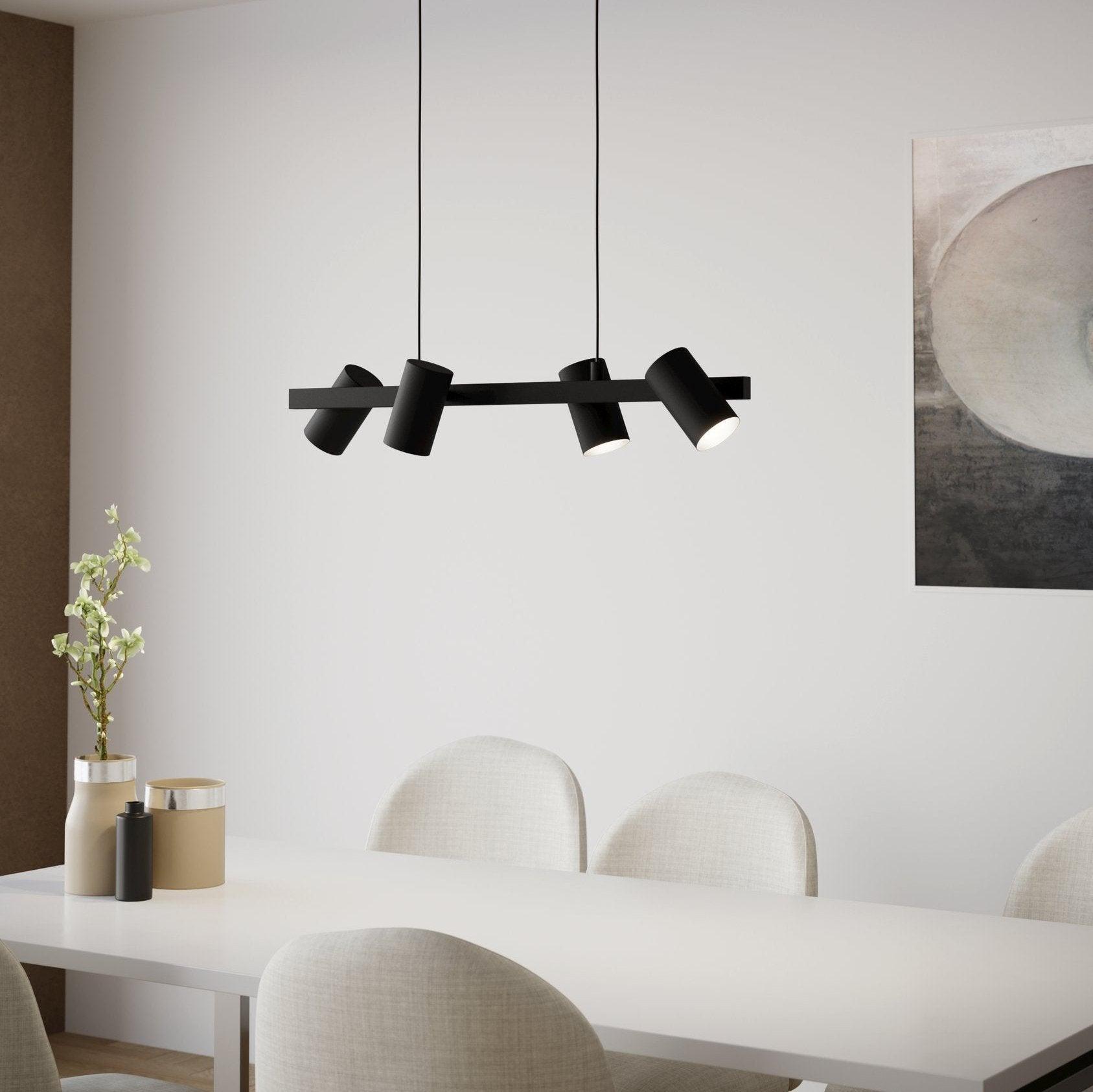 Eglo Gatuela 1 Adjustable Black Metal 4 Light Pendant-WAREHOUSE-40-200326