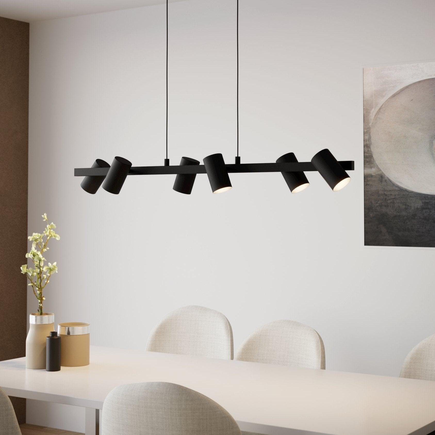 eglo gatuela 1 light adjustable black metal 6 light pendant