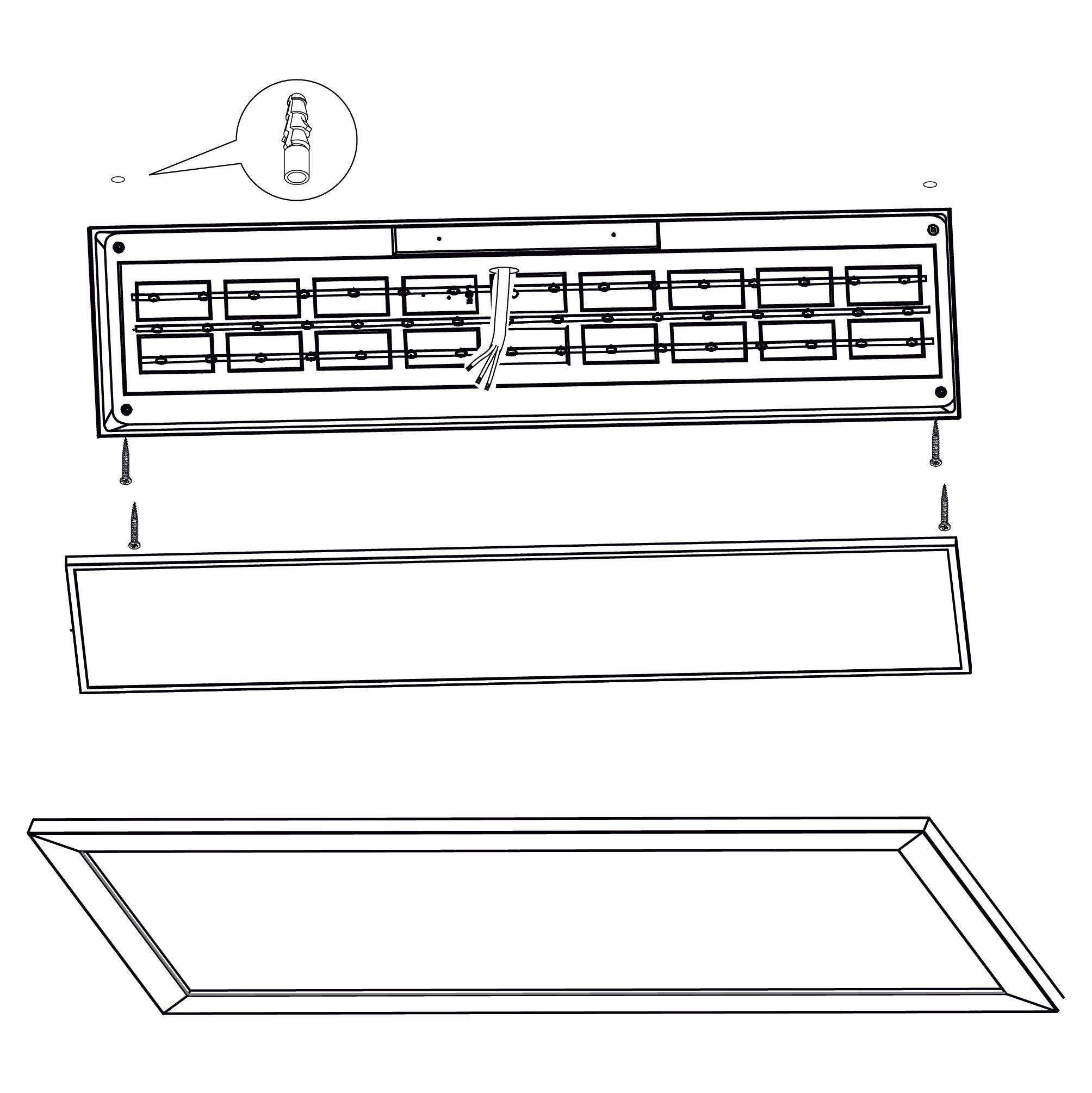 eglo piglionasso oak framed rectangular led panel flush Kitchen Lighting Close Up