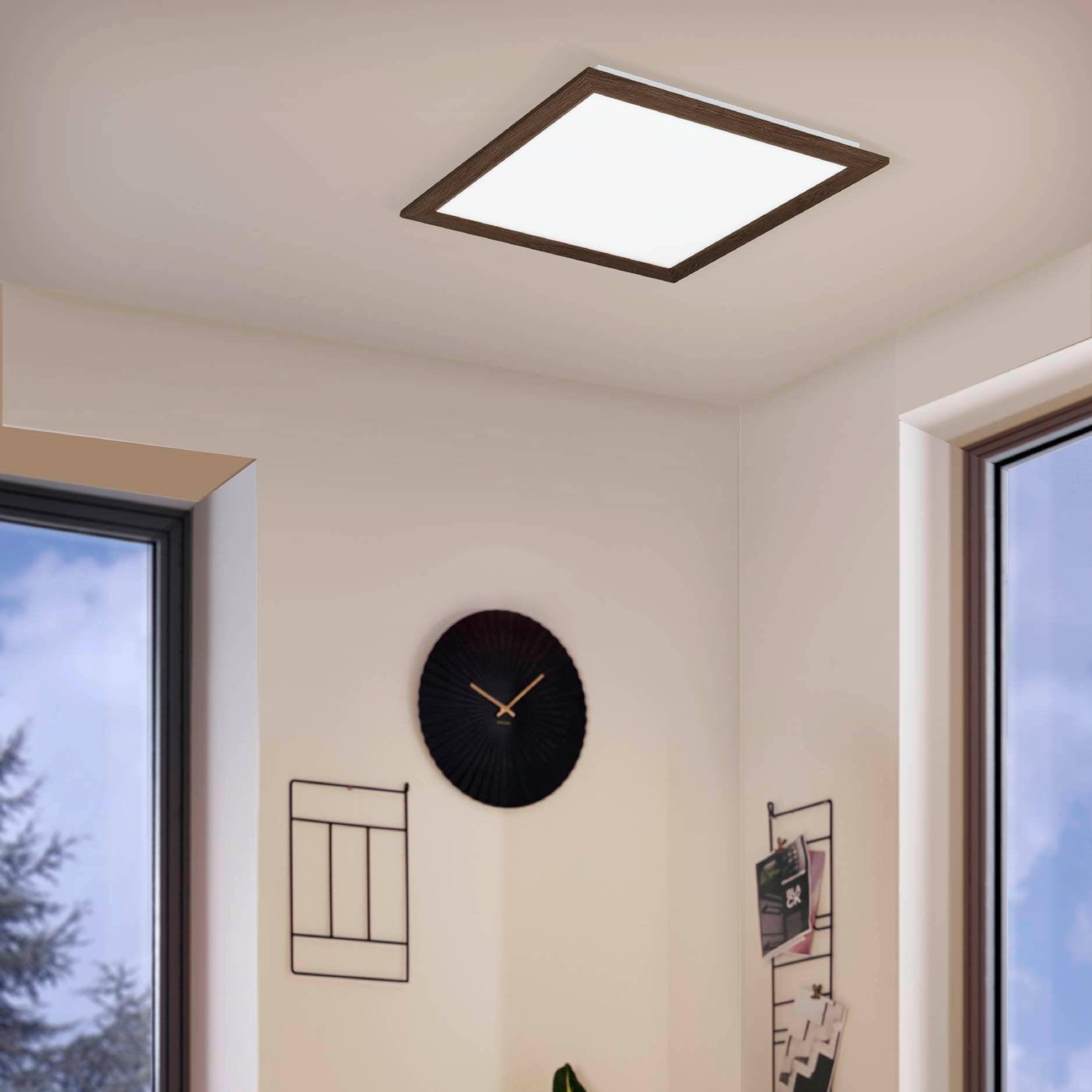 eglo piglionasso walnut framed square led panel flush 64 5cm
