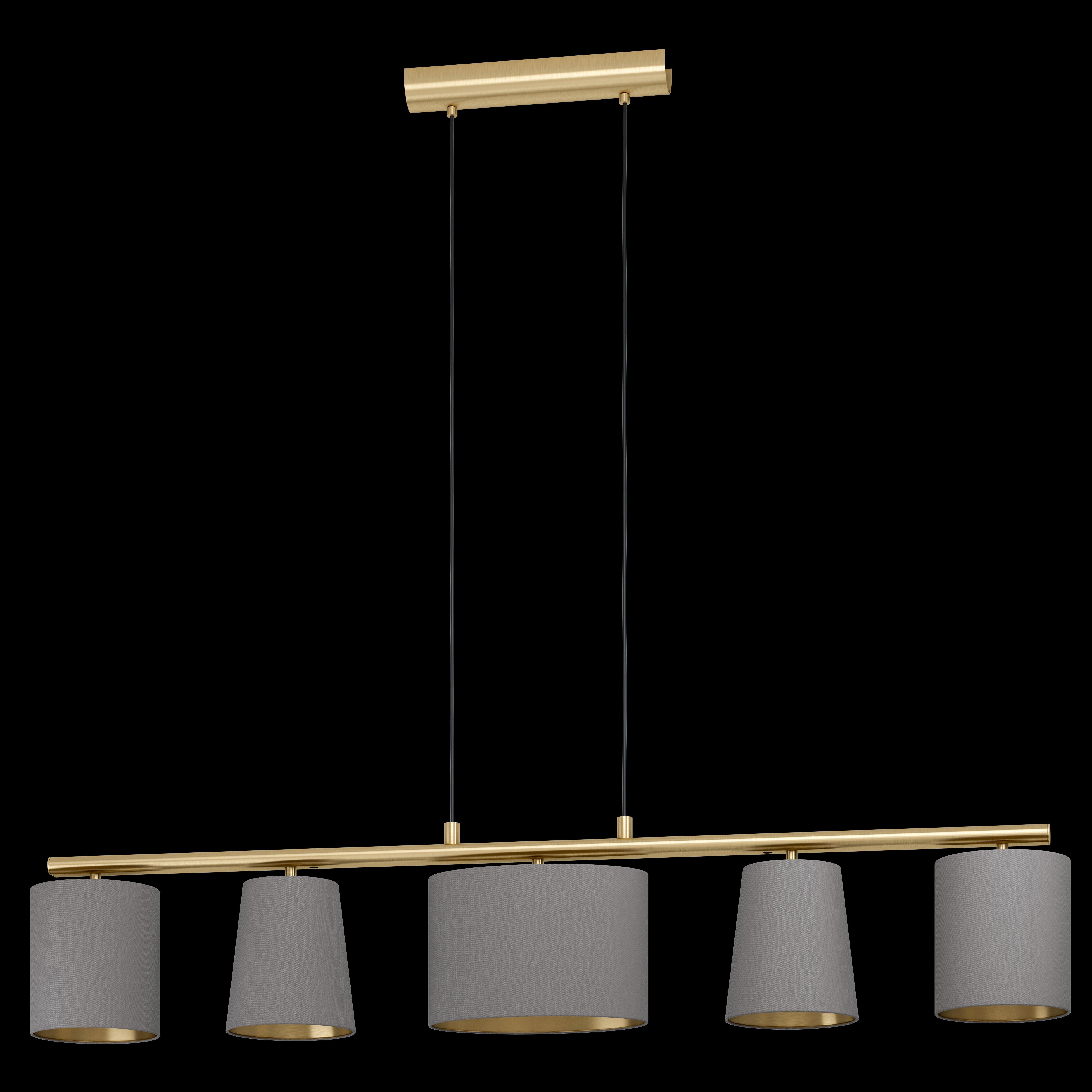 eglo almeida 2 light brass grey fabric shaded 5 light pendant living room image