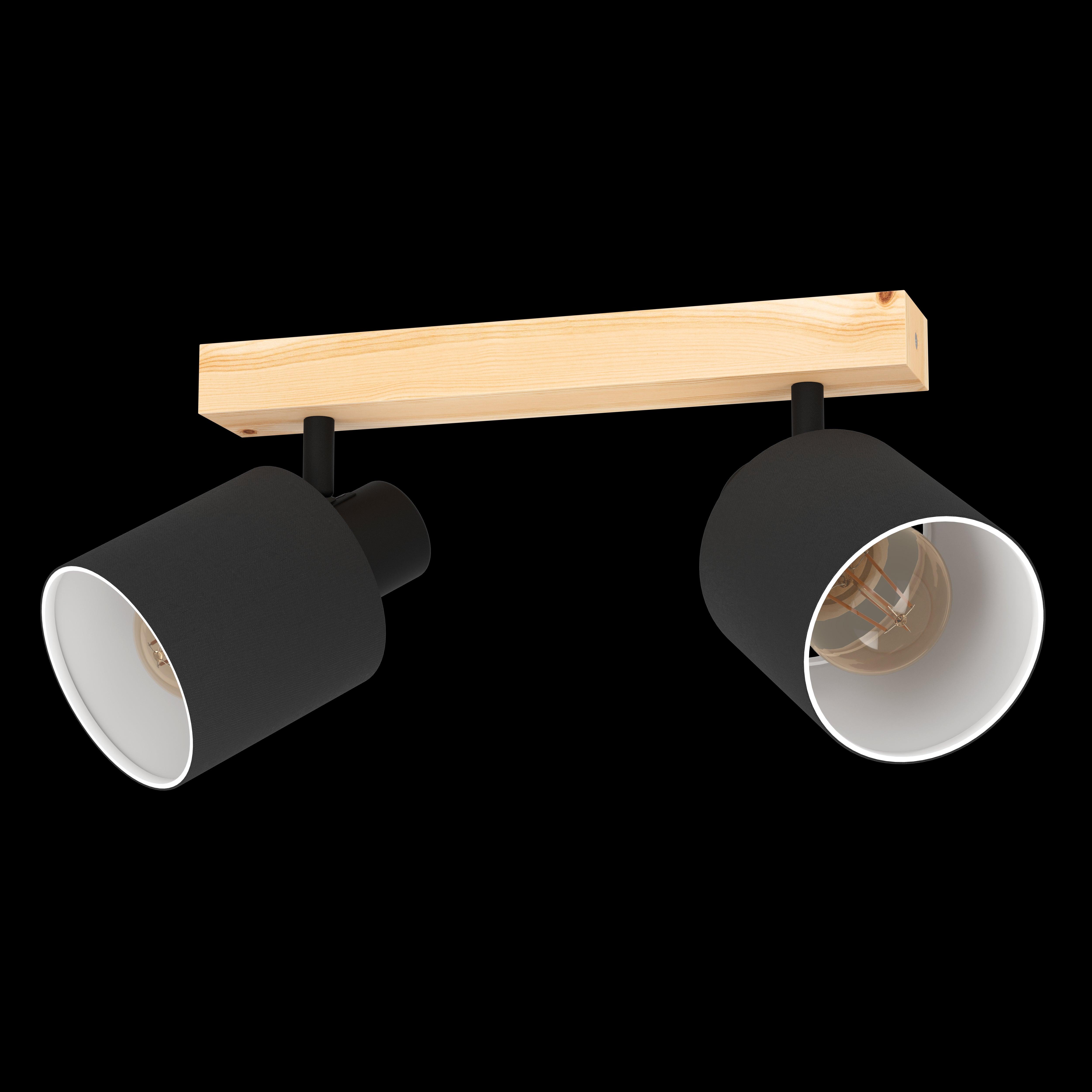 eglo batallas wood black 2 light bar spotlight living room image
