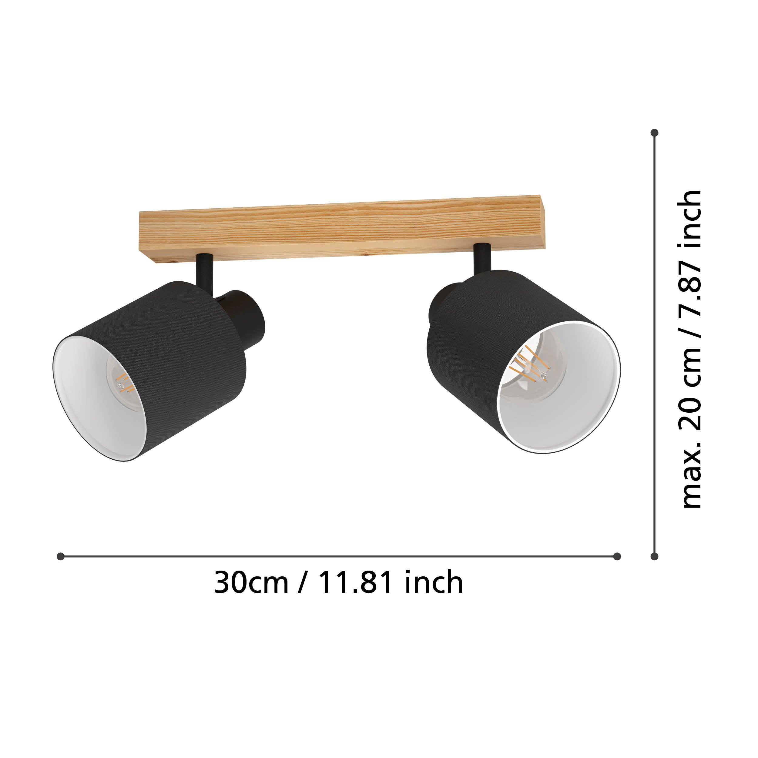 eglo batallas wood black 2 light bar spotlight living room close up