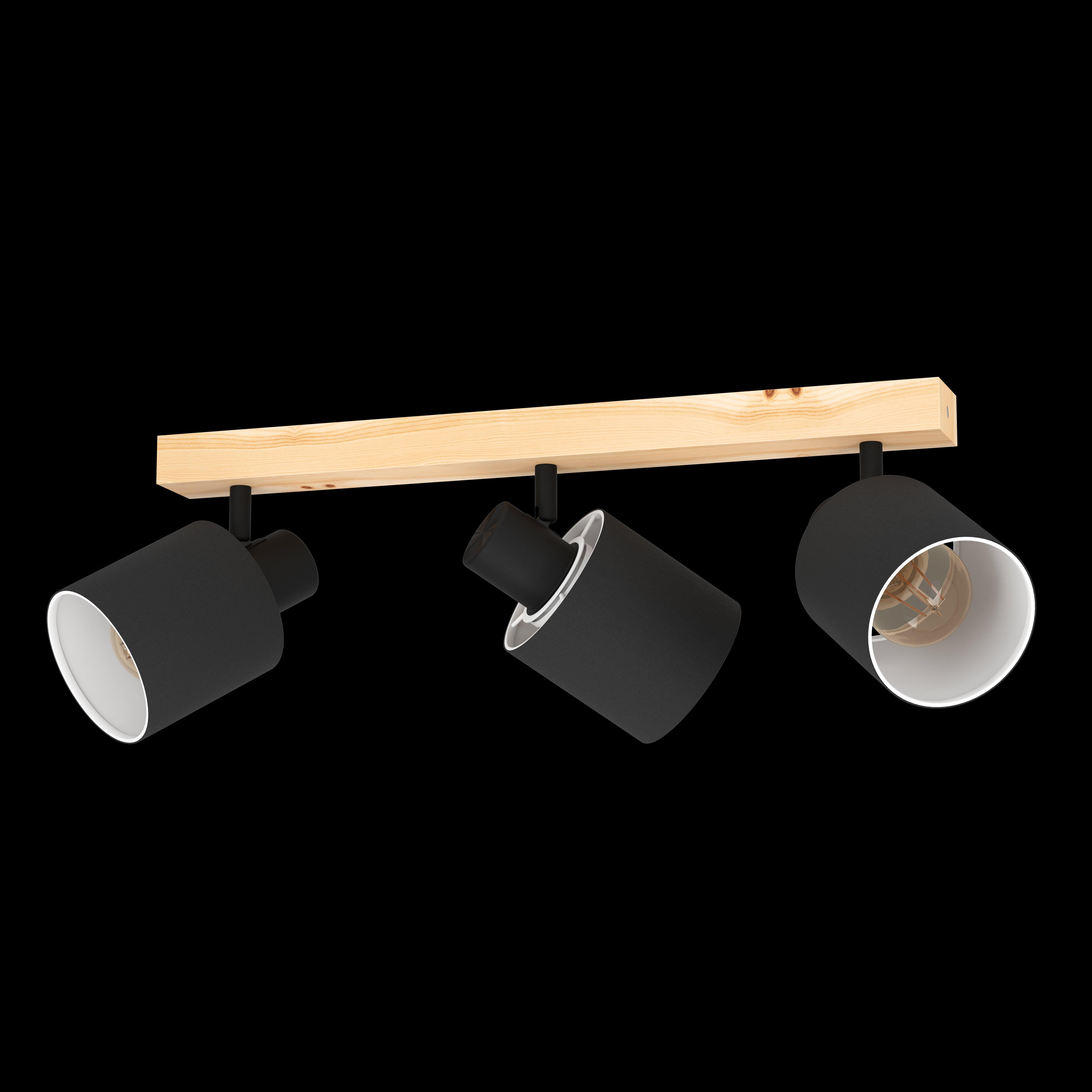 eglo batallas wood black 3 light bar spotlight living room image