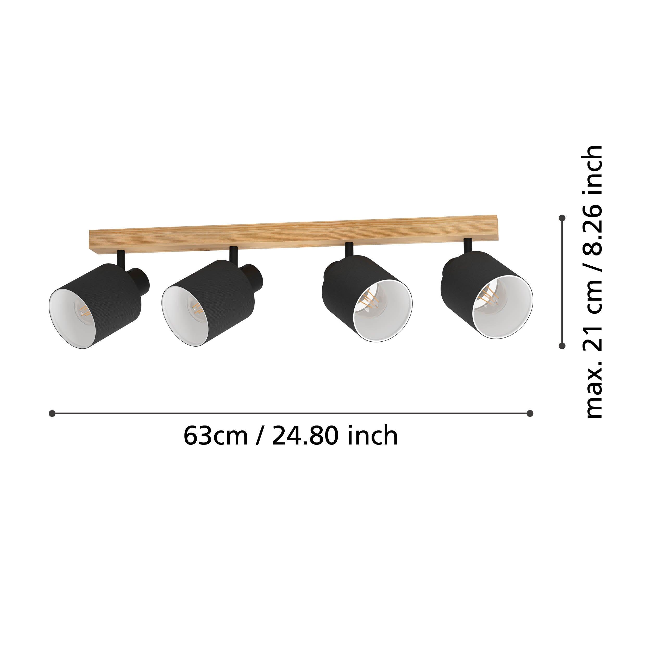 eglo batallas wood black 4 light bar spotlight living room close up