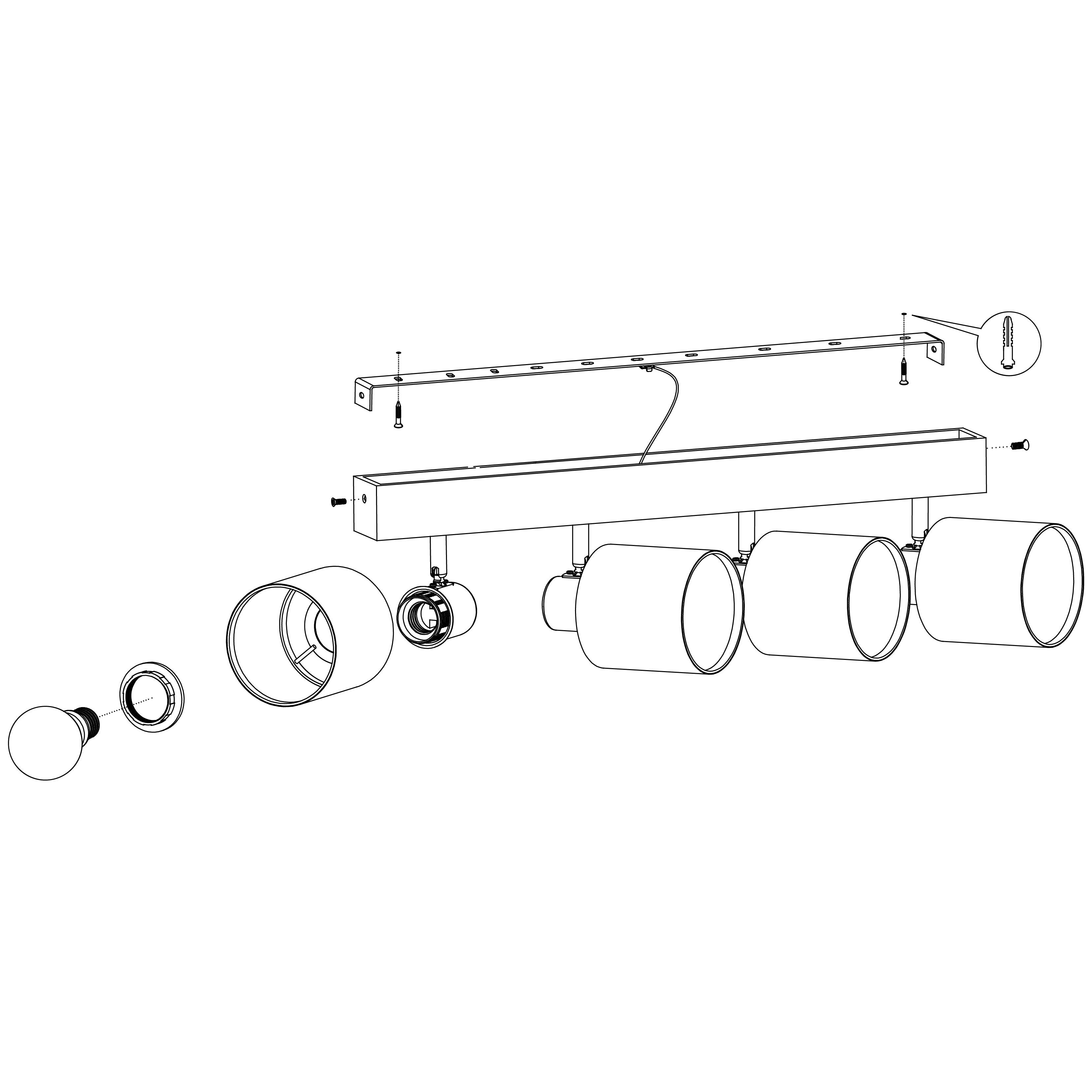 eglo batallas wood black 4 light bar spotlight Kitchen Lighting Close Up