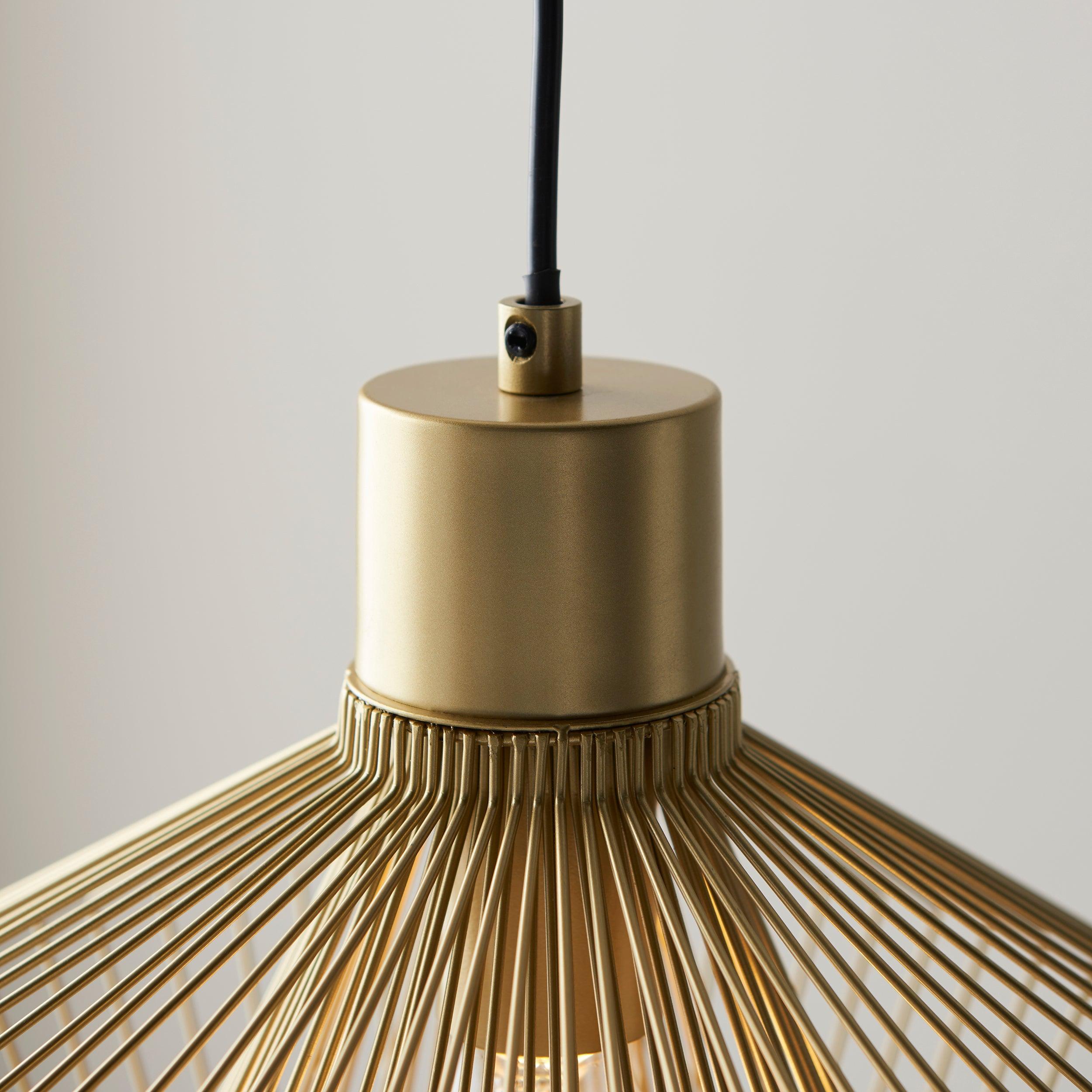 Endon Kimberley 1 Light Gold Ceiling Pendant-Ceiling Pendant Lights-Endon Lighting Bedrooom Lighting Wide ImageTiffany Lighting Direct