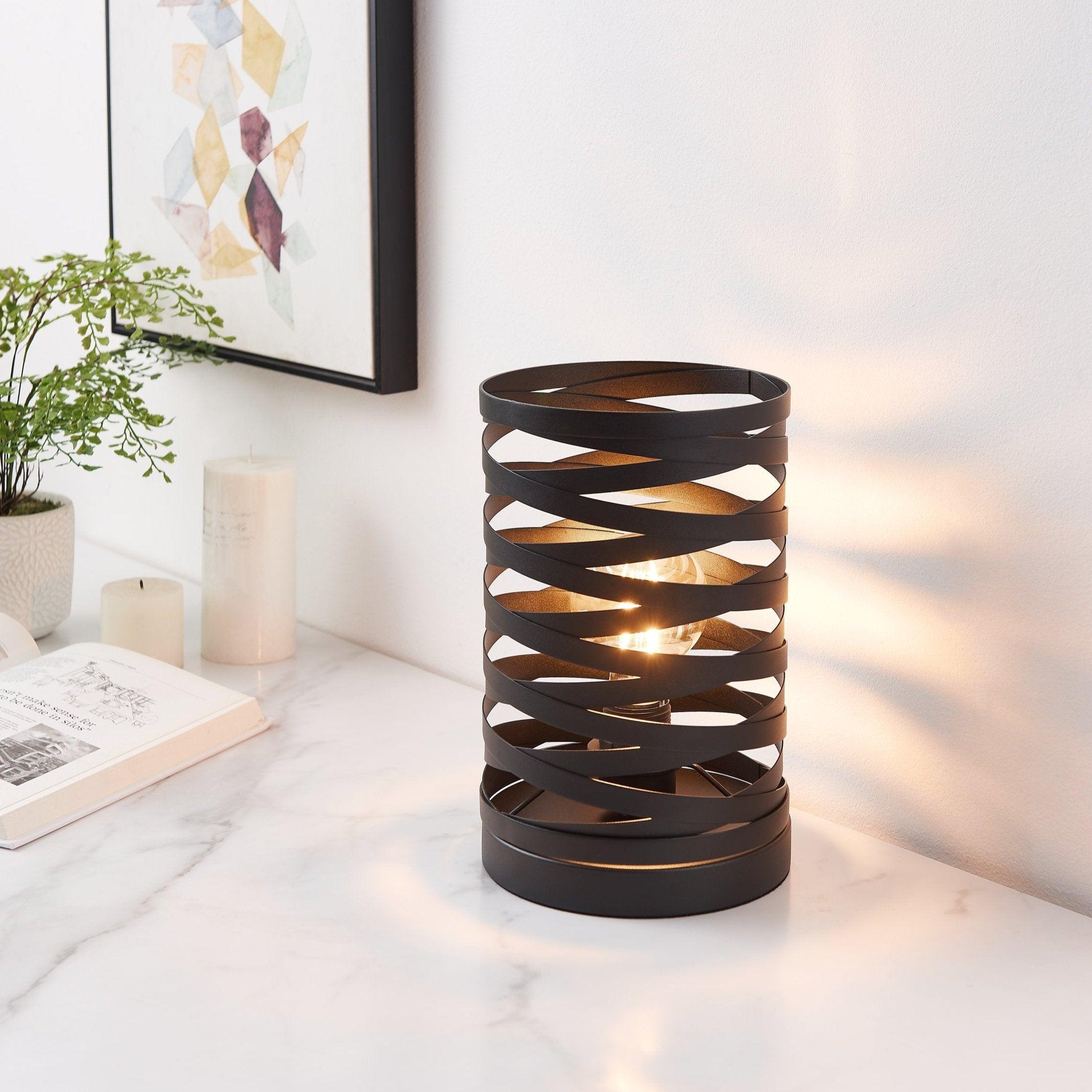 eglo cremella black metal spiral table lamp