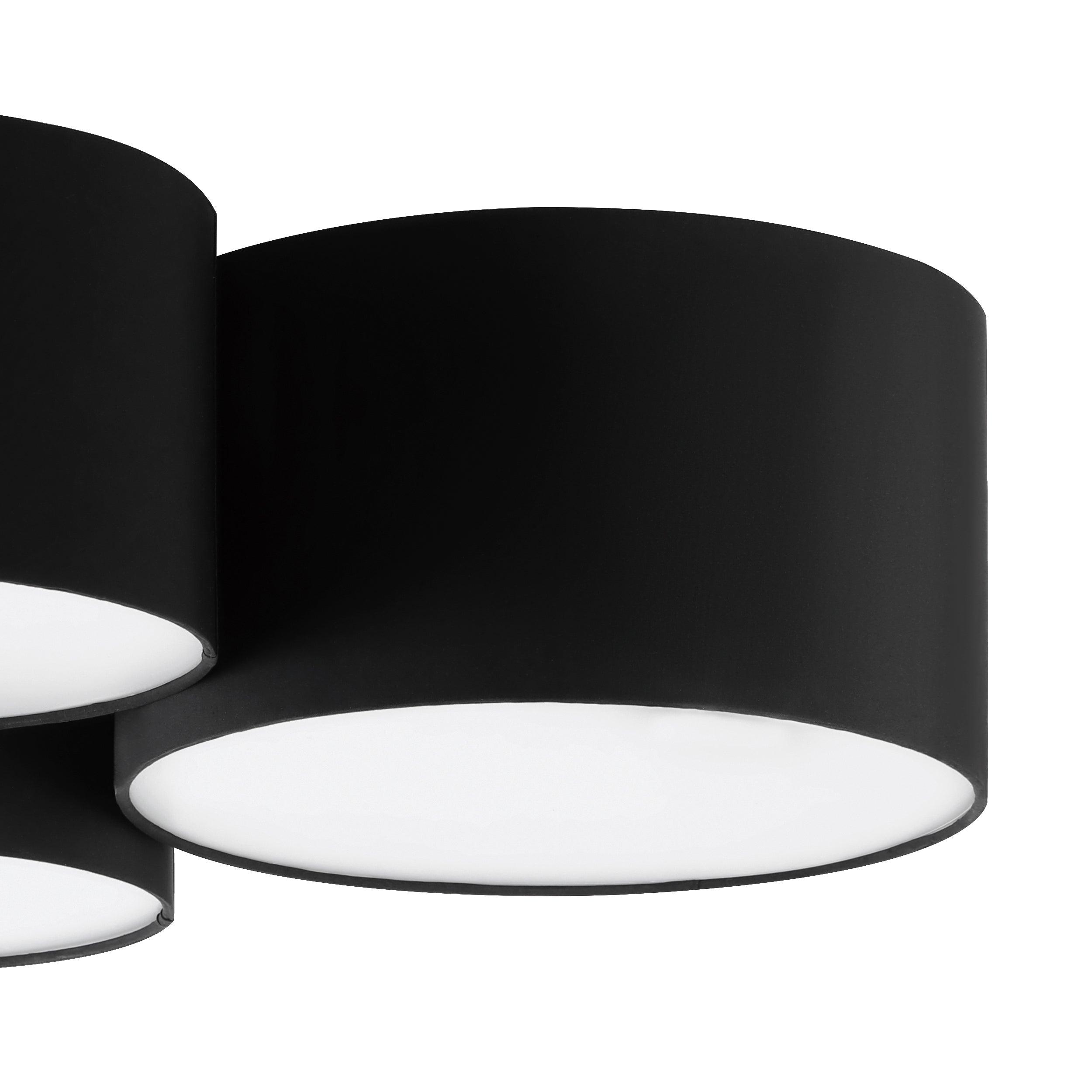 eglo pastore 2 ceiling flush with 3 black fabric shades kitchen lighting