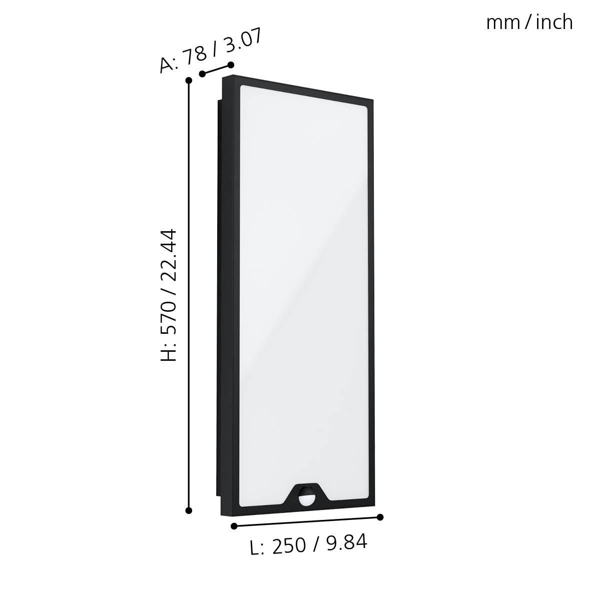eglo casazza led black pir outdoor wall light ip45 kitchen lighting