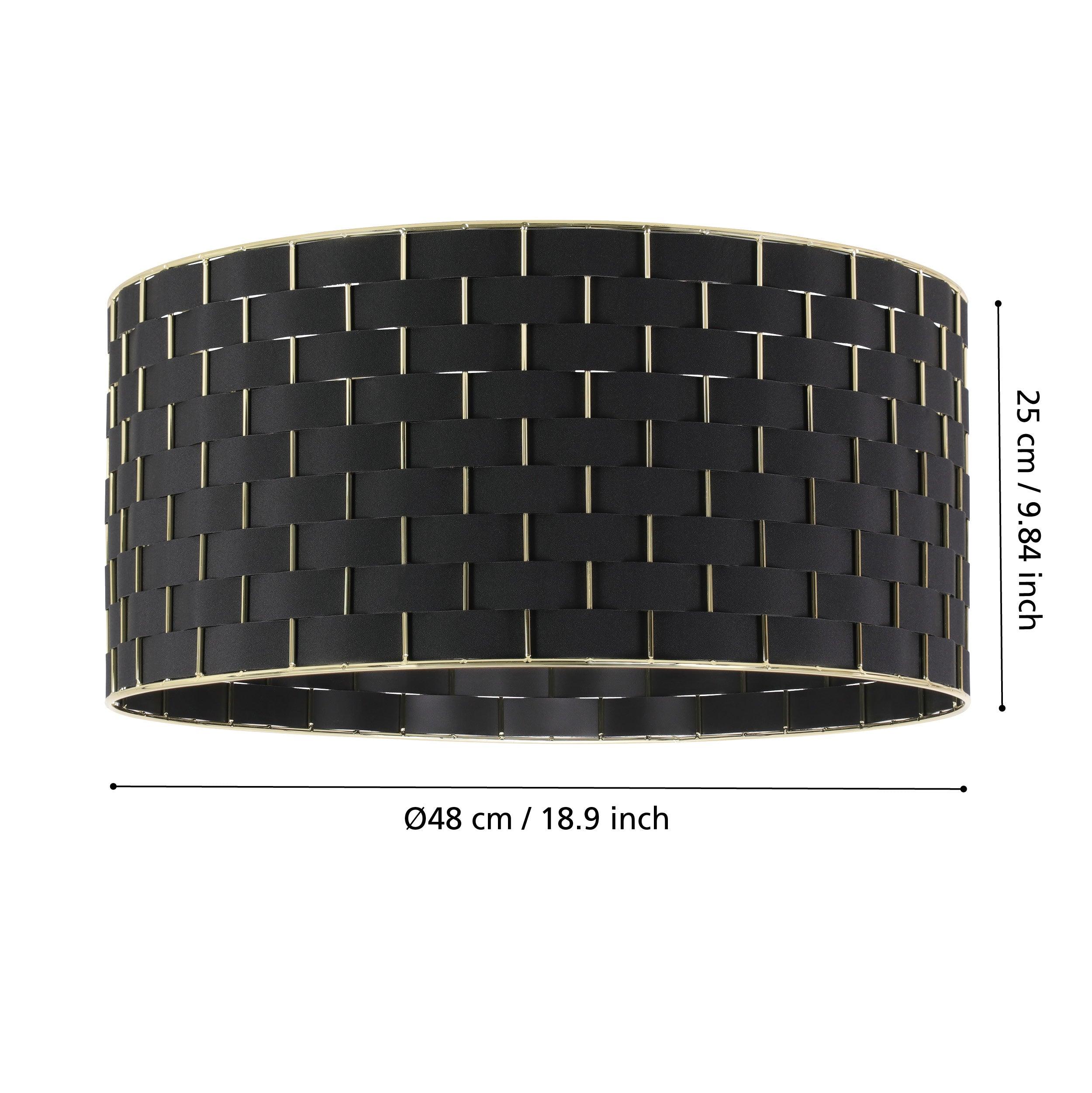 eglo marasales brass black fabric round ceiling flush living room close up