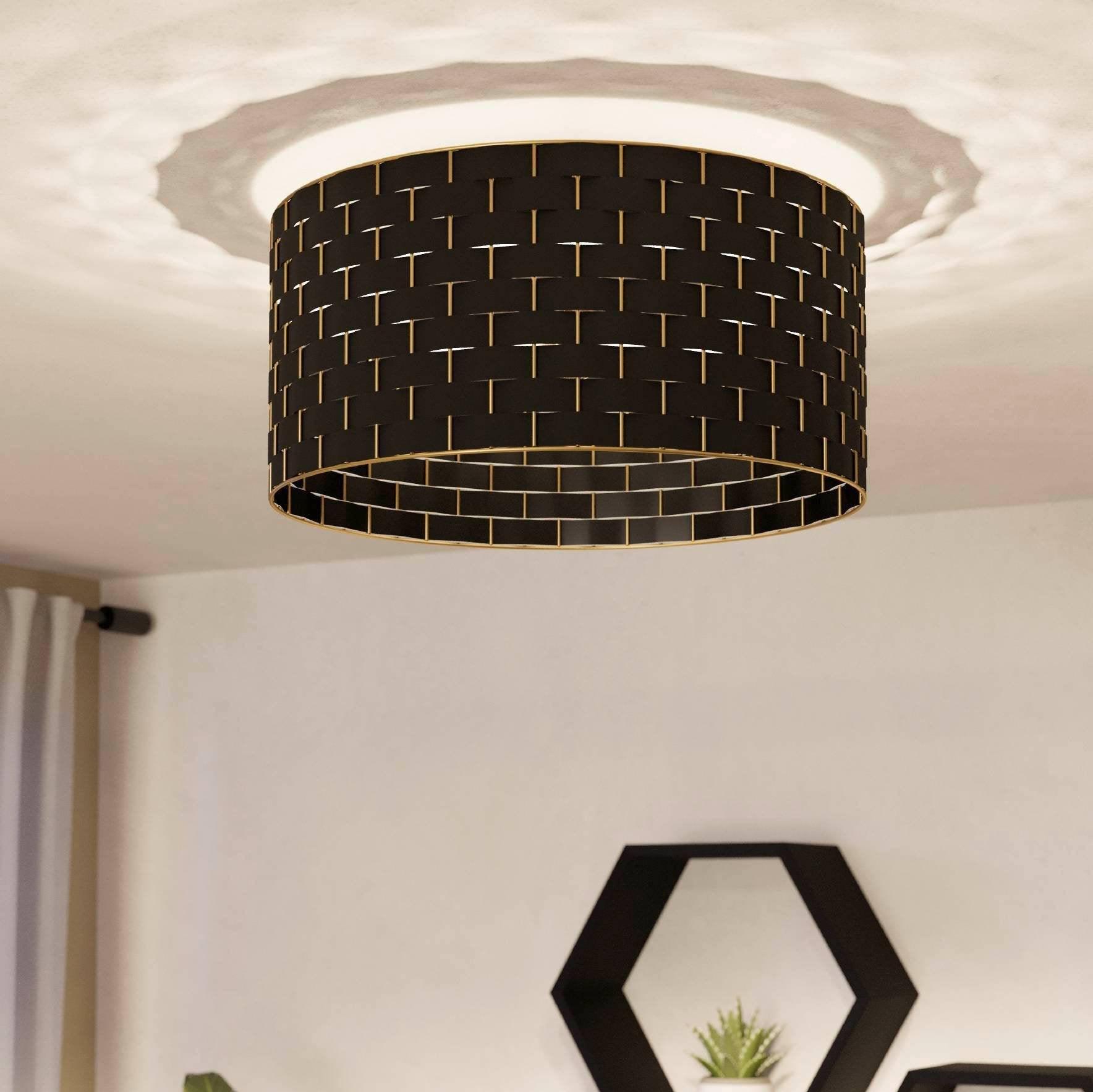 eglo marasales brass black fabric round ceiling flush