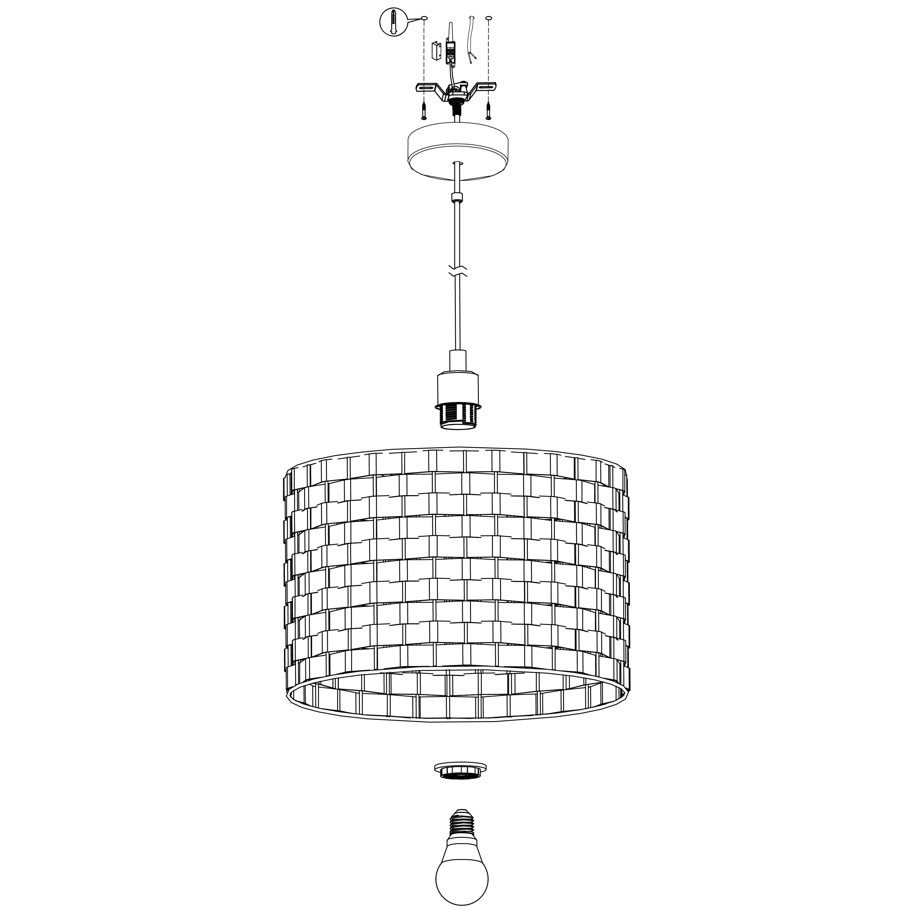 eglo marasales brass interwoven black fabric ceiling pendant Kitchen Lighting Close Up