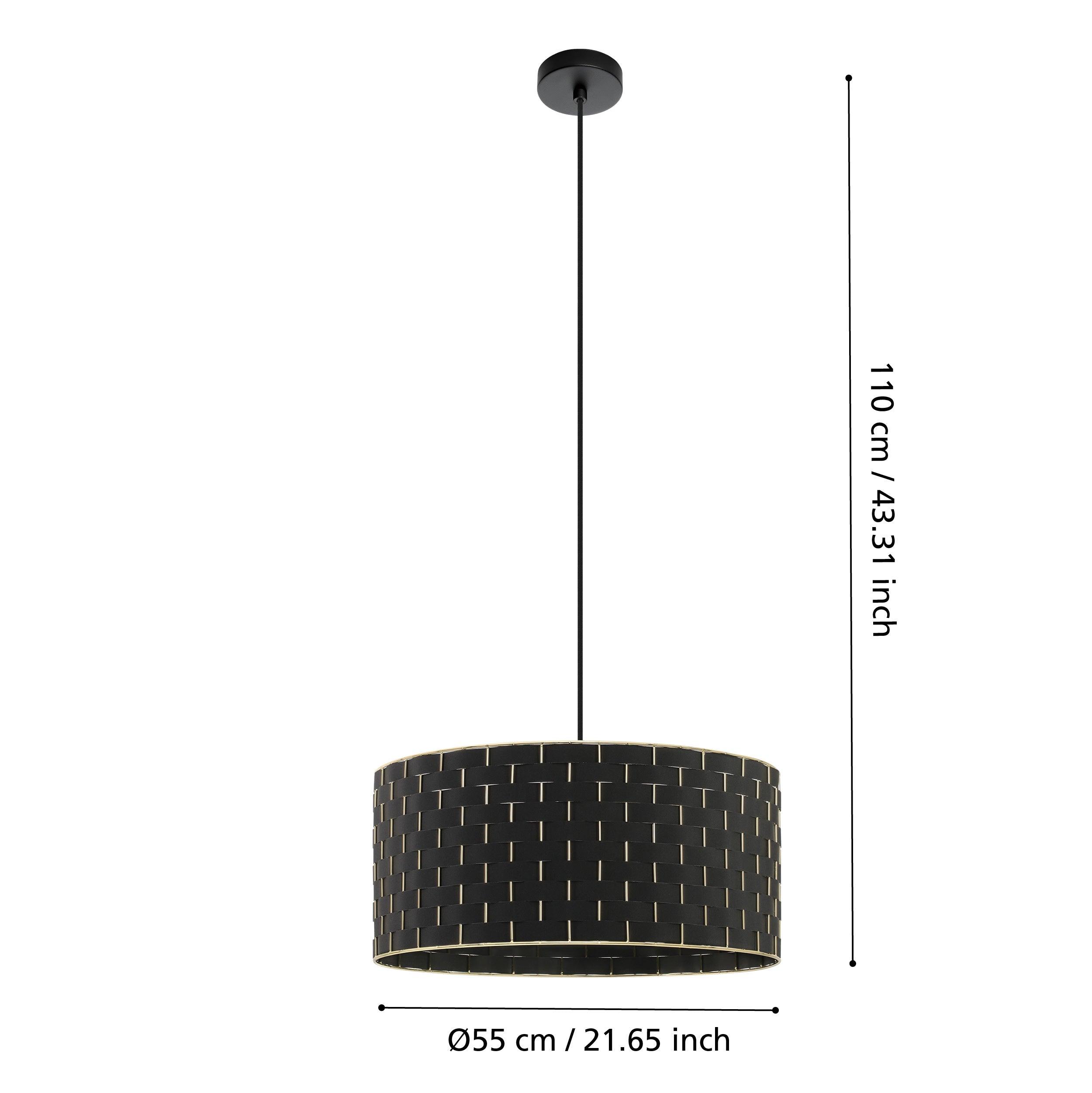 eglo marasales brass interwoven black fabric pendant 55cm hallway lighting
